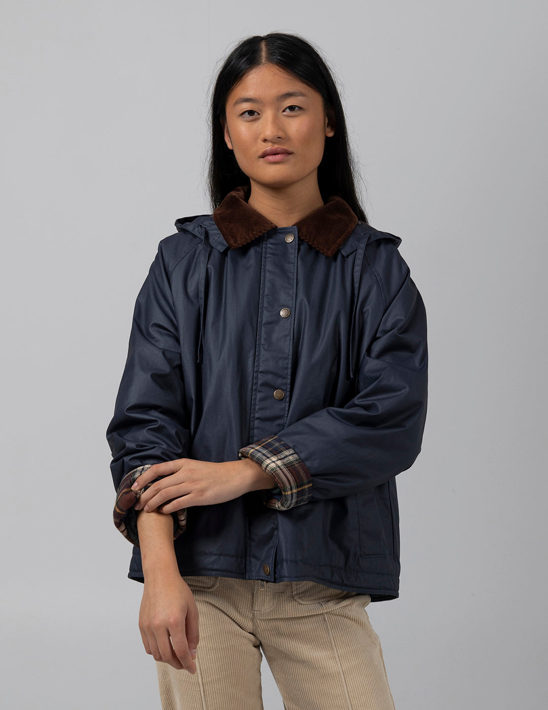 NAVY BLUE WAXED EFFECT TEEN JACKET