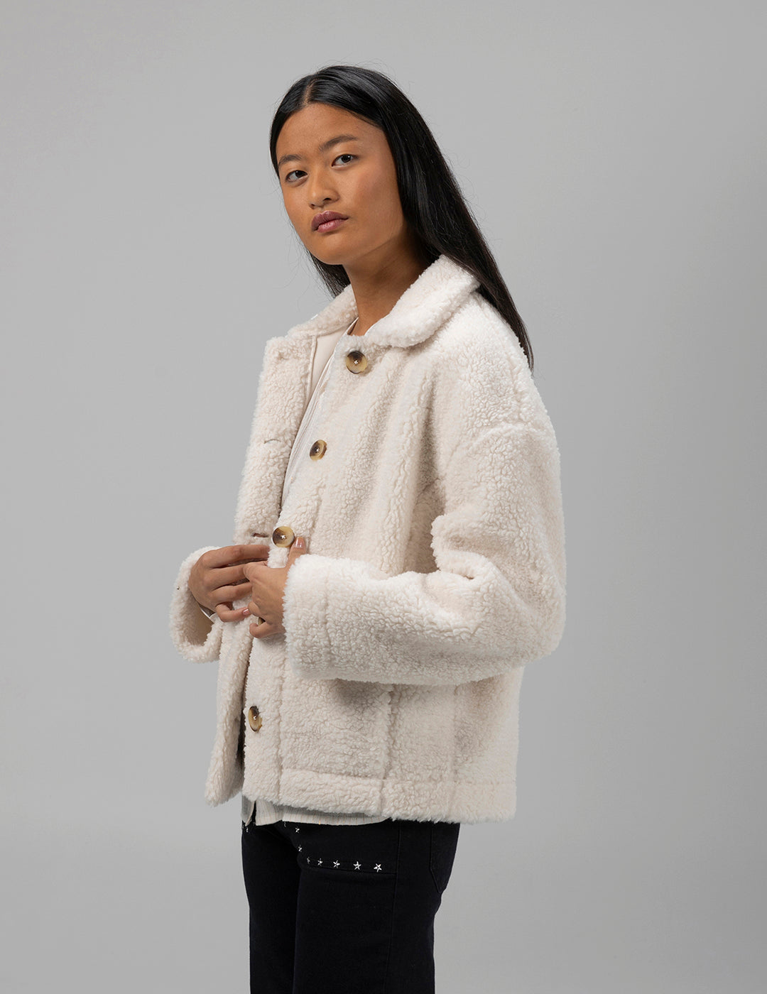 TEEN OFF-WHITE SHEEPSKIN JACKET