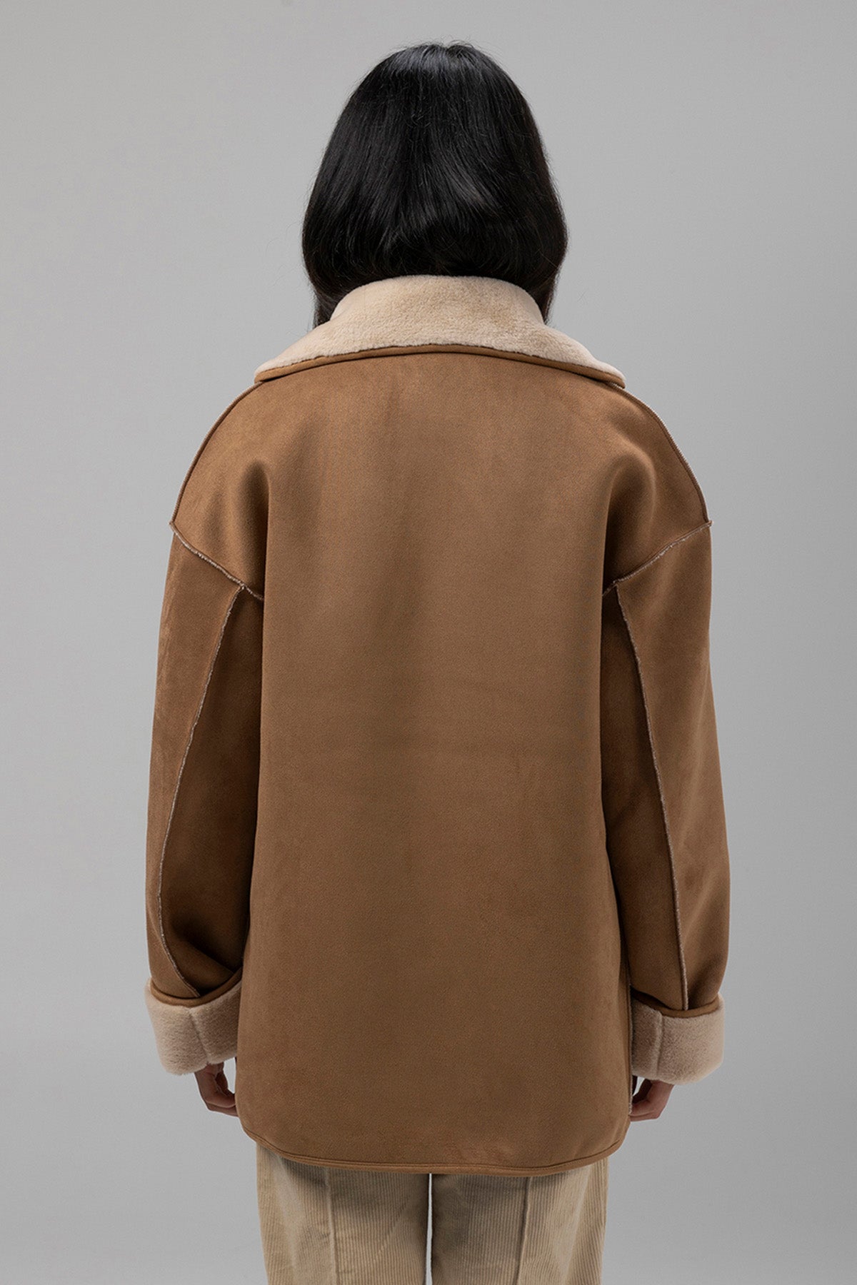 CHAQUETA TEEN DOBLE FAZ CUELLO SOLAPA CAMEL