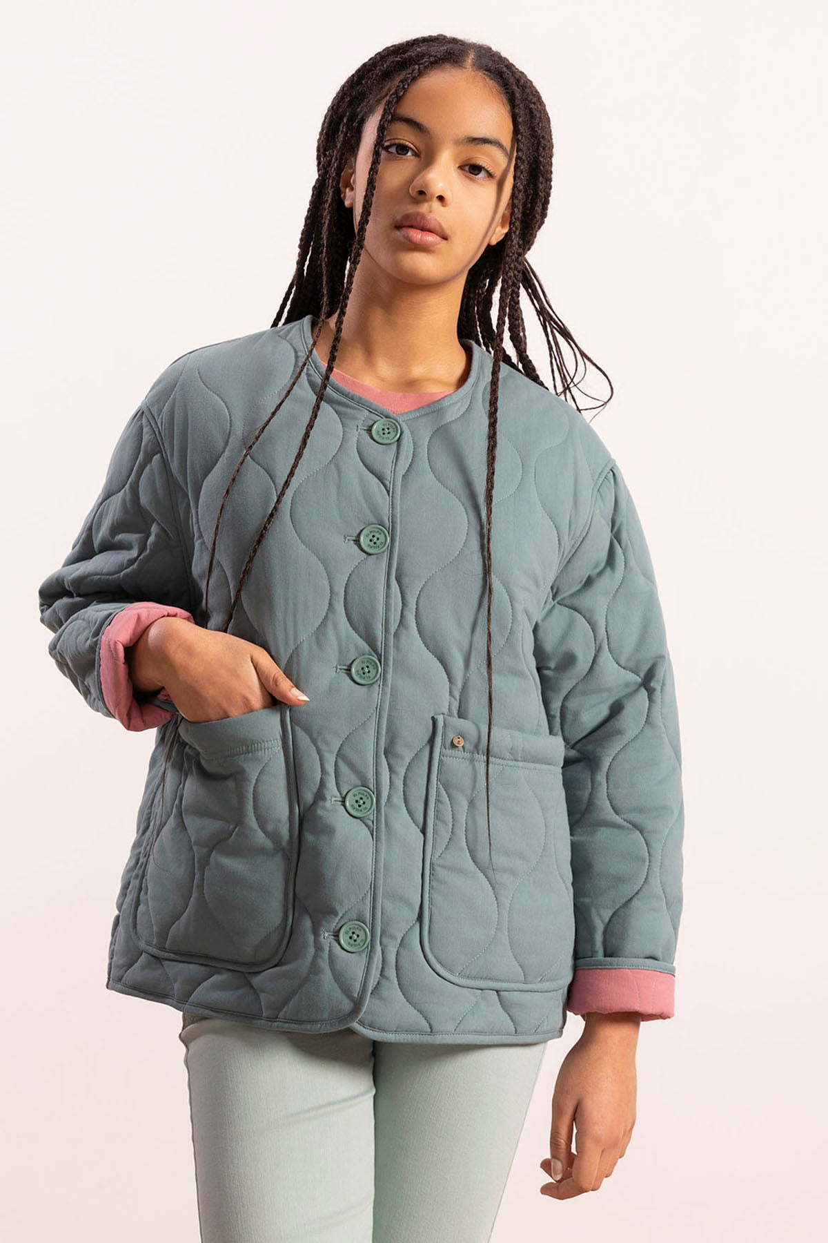 TEEN PADDED JACKET BLUE GREEN