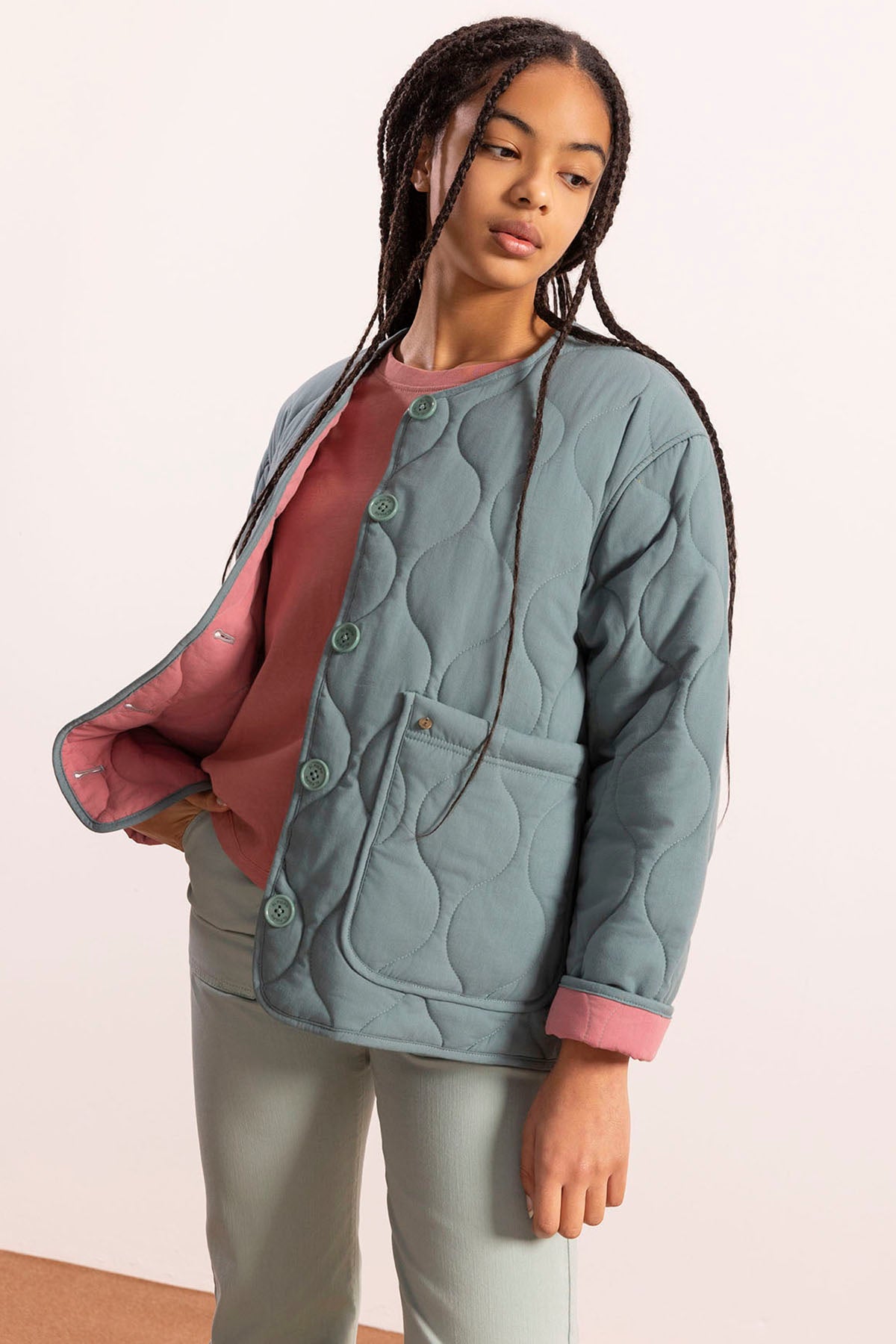 TEEN PADDED JACKET BLUE GREEN