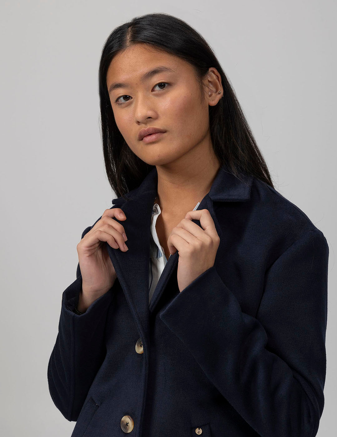 NAVY BLUE TEEN MIDI COAT