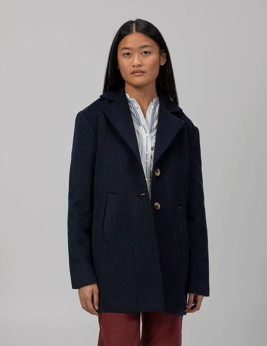 NAVY BLUE TEEN MIDI COAT