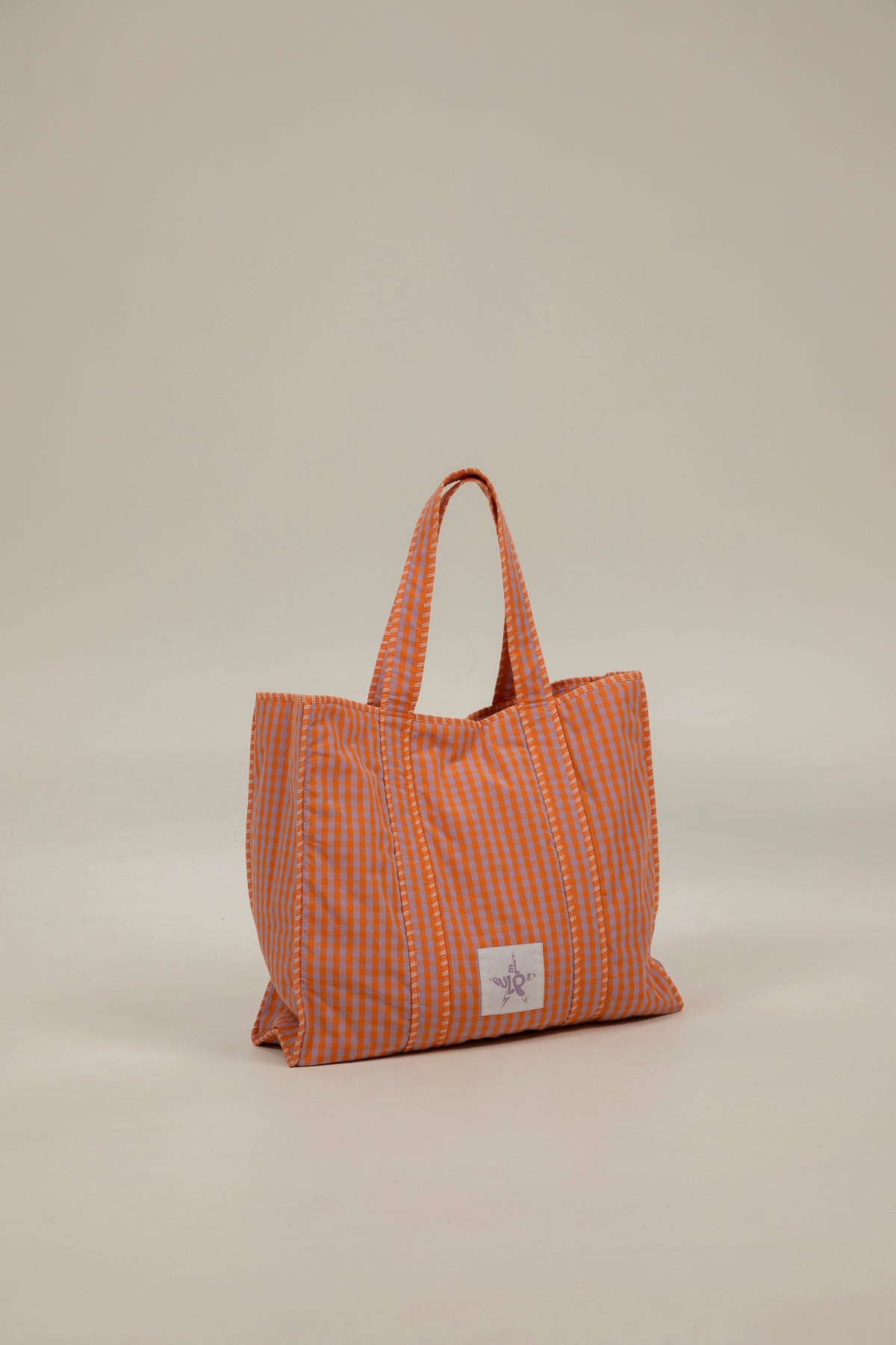 Tote bag teen cuadros vichy naranja