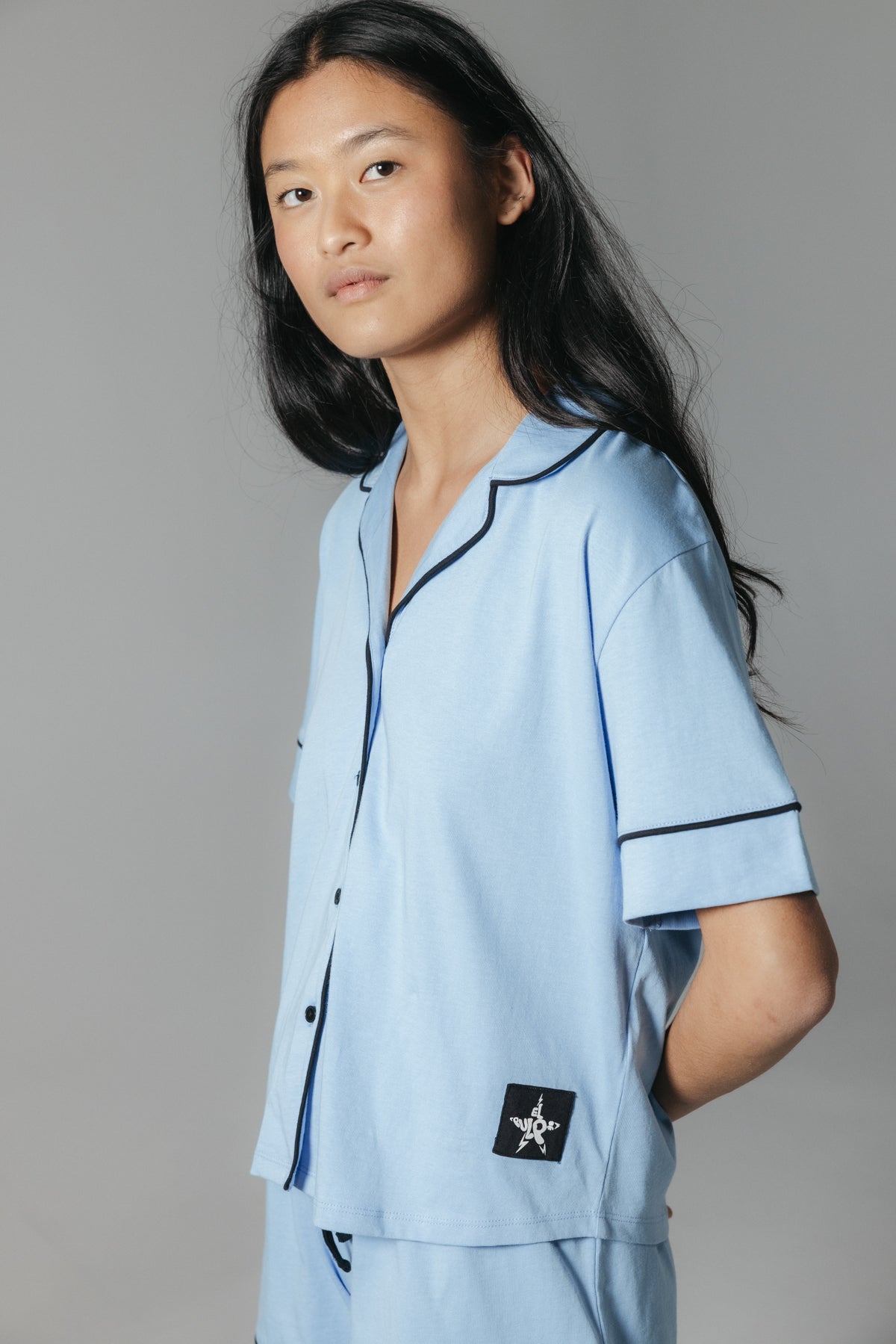 PIJAMAS ADOLESCENTE DE LAPELA AZUL MÉDIO