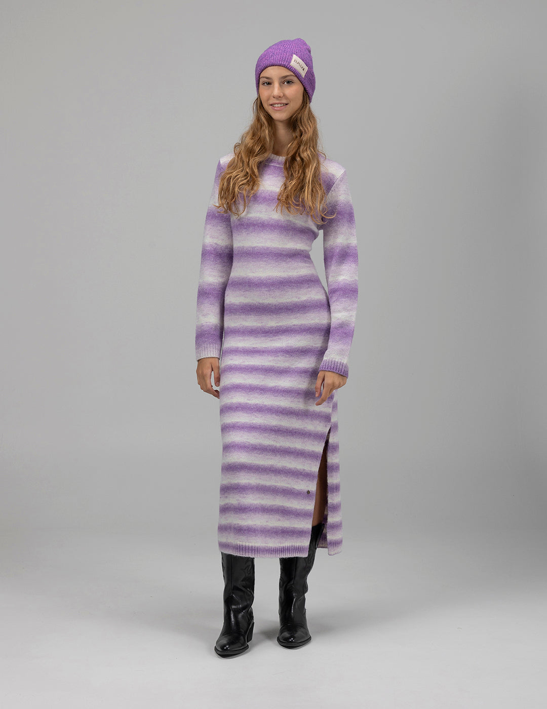 TEEN MIDI KNIT DRESS WITH LILAC OPENING