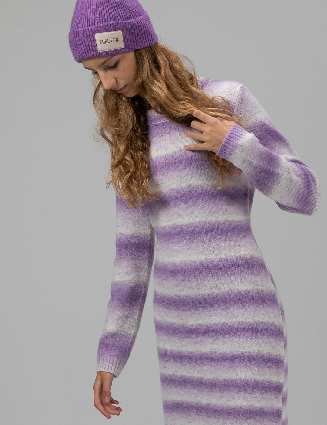 TEEN MIDI KNIT DRESS WITH LILAC OPENING