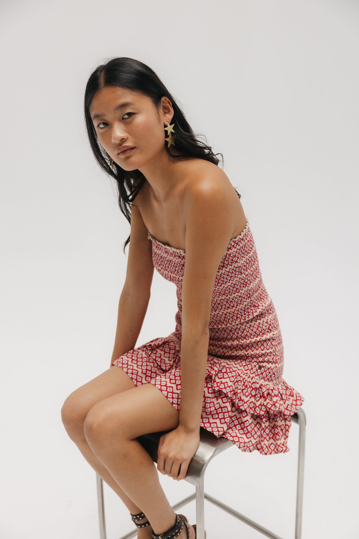 VESTIDO TEEN  VOLANTES ESTAMPADO CEREZA