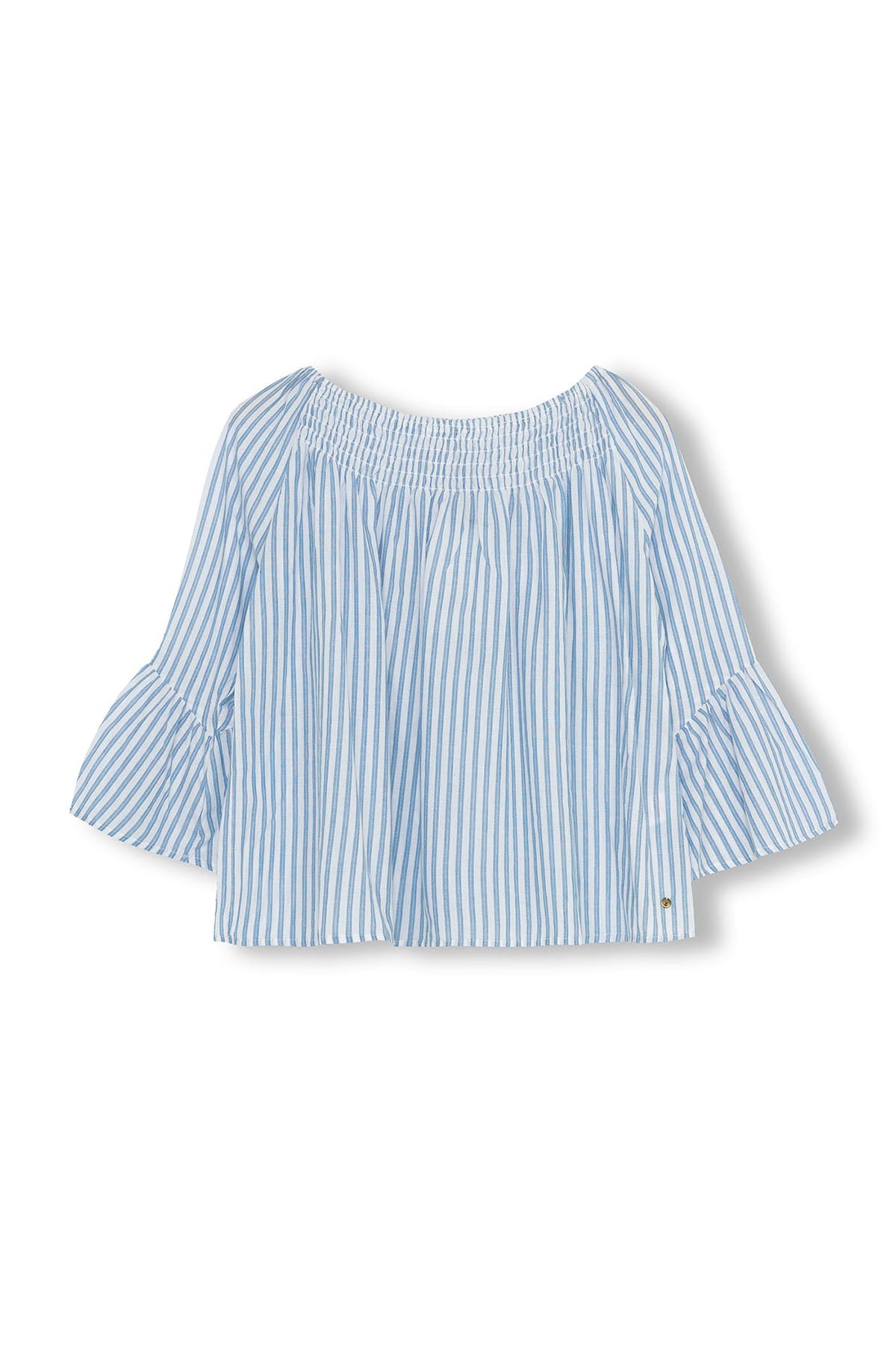 TEEN BOAT NECK ELECTRIC BLUE STRIPED RUBBER TOP