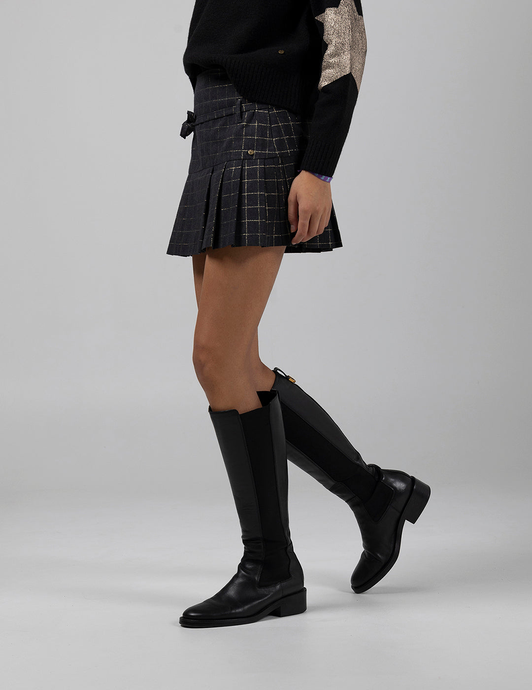 TEEN PANTS SKIRT WITH ANTHRACITE PLEATS