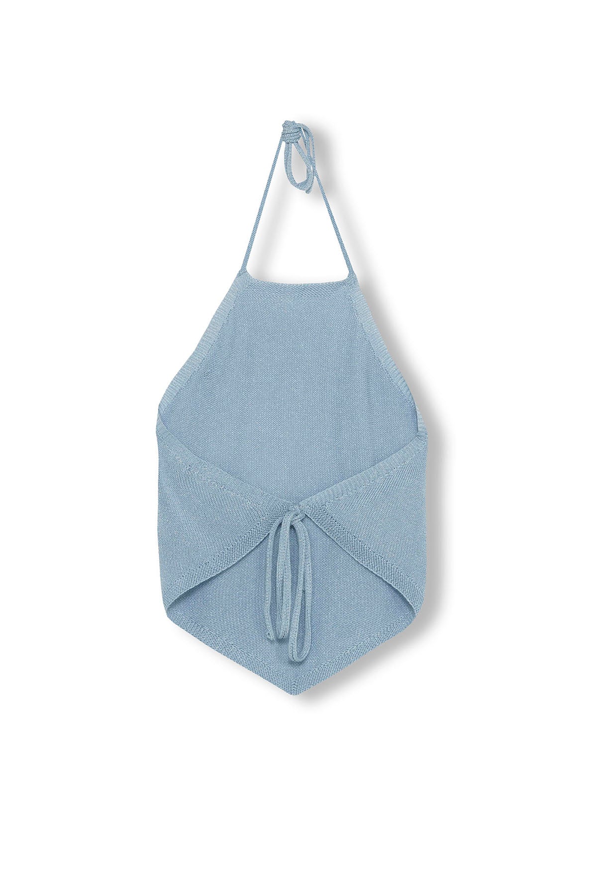 TEEN HALTER LUREX BABY BLUE KNITTED TOP