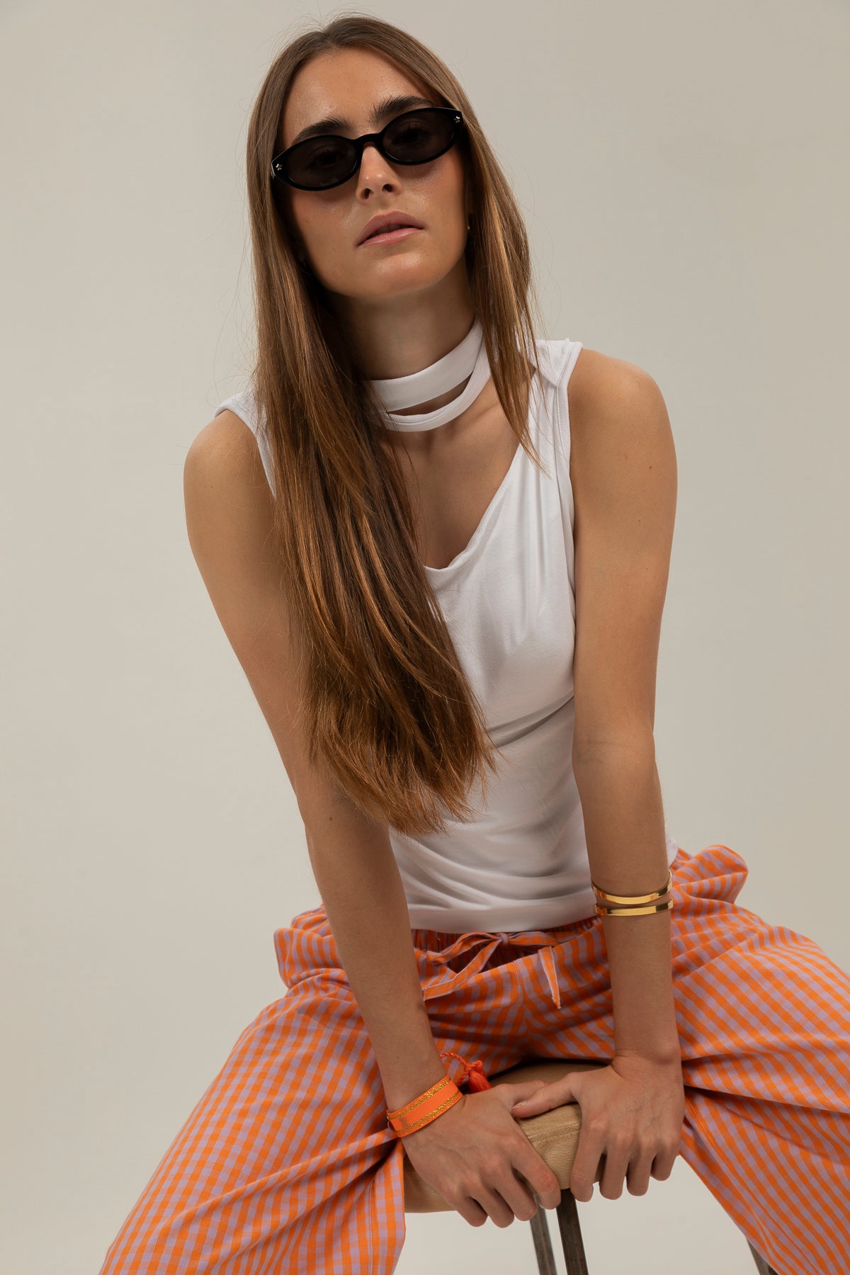 Top teen drapeado foulard blanco puro