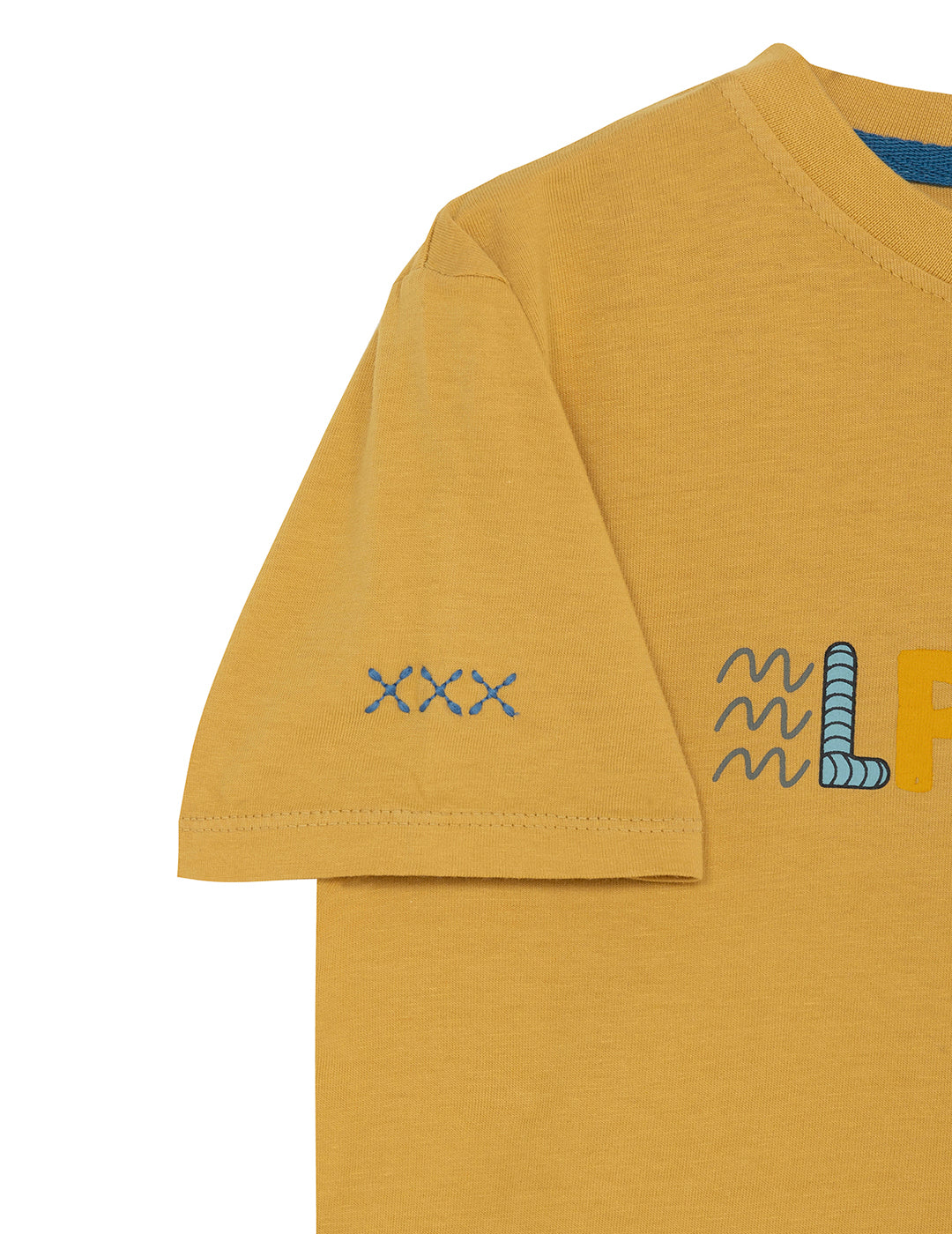 DELAVÉ MUSTARD SMILEY LETTER PRINT BOYS T-SHIRT