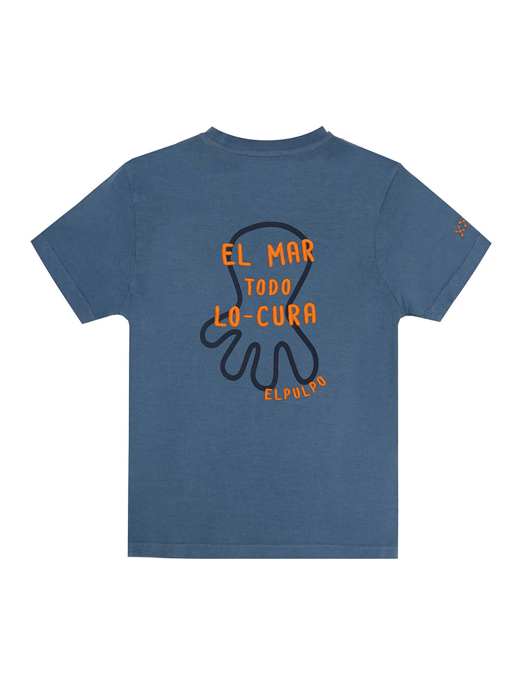 BOYS T-SHIRT CONTRAST EMBROIDERY EL MAR TODO LO-CURA INDIGO DELAVÉ