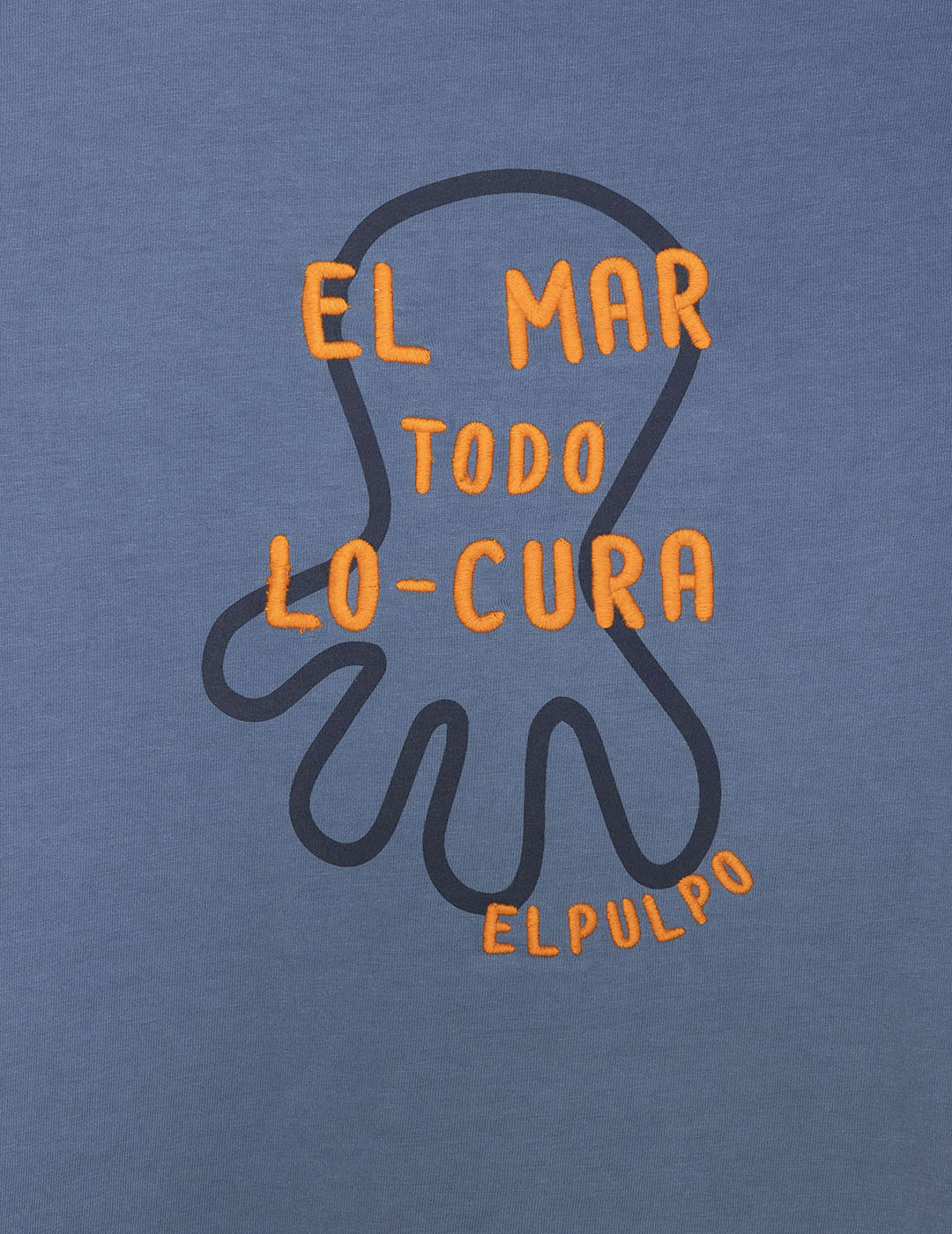 BOYS T-SHIRT CONTRAST EMBROIDERY EL MAR TODO LO-CURA INDIGO DELAVÉ