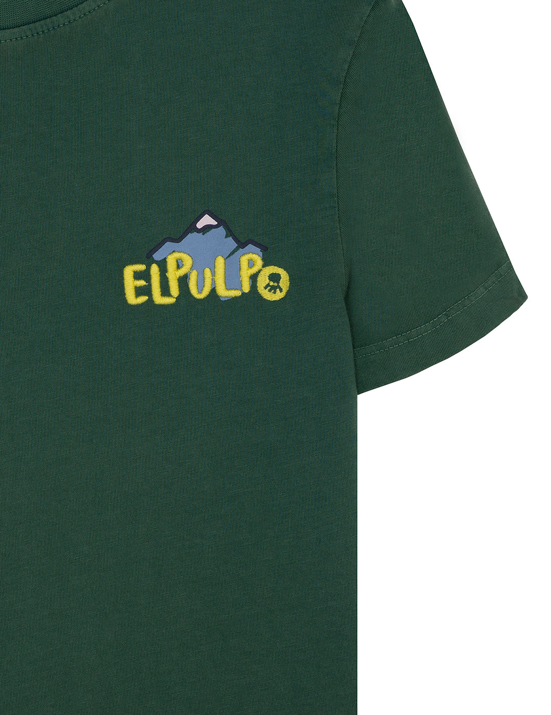 CAMISETA NIÑO ESTAMPADO MONTAÑAS DIBUJADAS VERDE BOTELLA