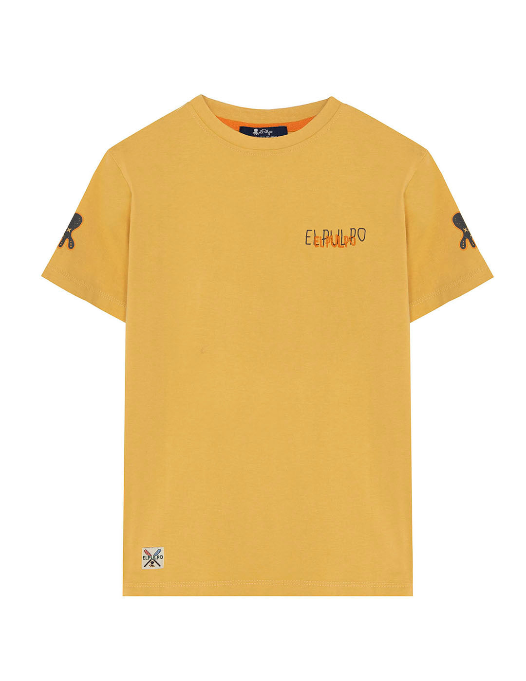 CHILDREN'S T-SHIRT WITH TRIPLE LOGO PRINT IN MUSTARD DELAVÉ