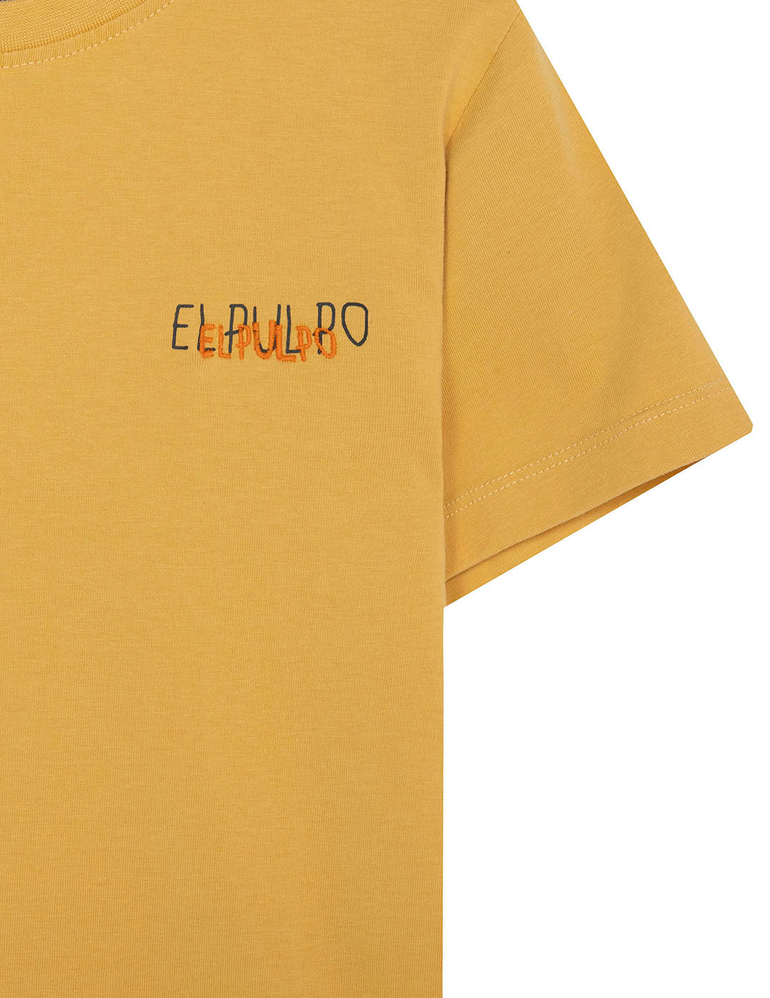 CHILDREN'S T-SHIRT WITH TRIPLE LOGO PRINT IN MUSTARD DELAVÉ