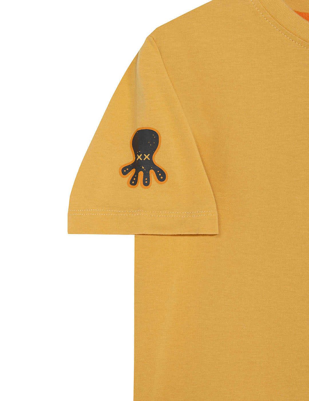 CHILDREN'S T-SHIRT WITH TRIPLE LOGO PRINT IN MUSTARD DELAVÉ