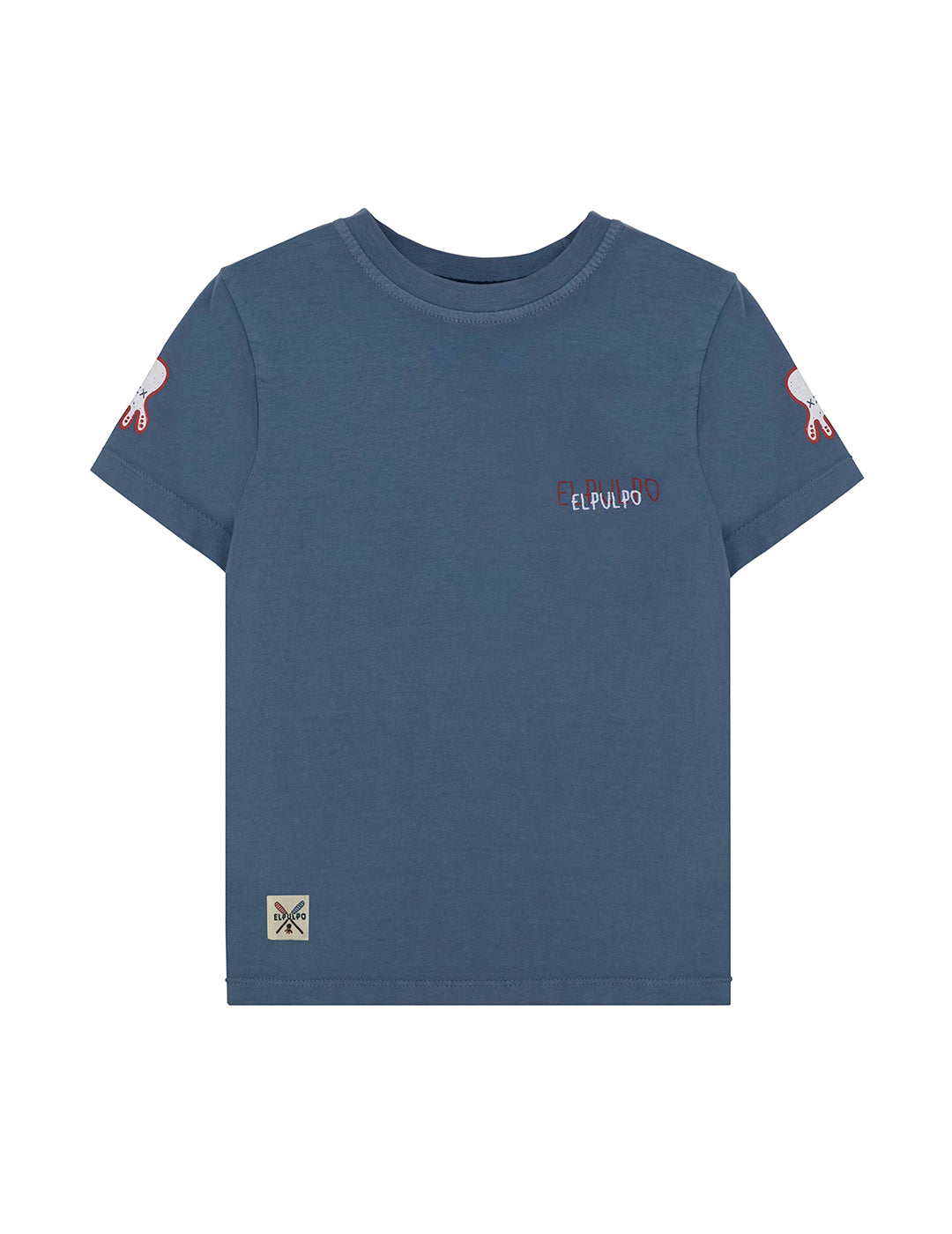 BOYS' T-SHIRT WITH TRIPLE LOGO PRINT INDIGO DELAVÉ