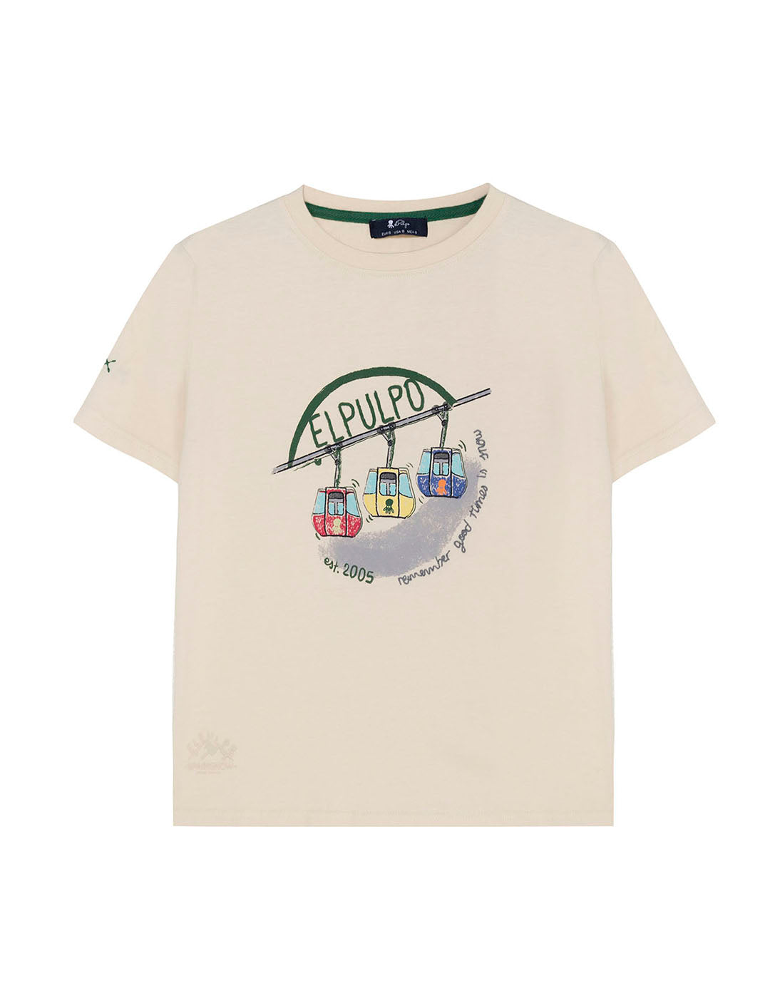 BOYS' T-SHIRT WITH CABLE CAR PRINT IN OFF-WHITE COLORS