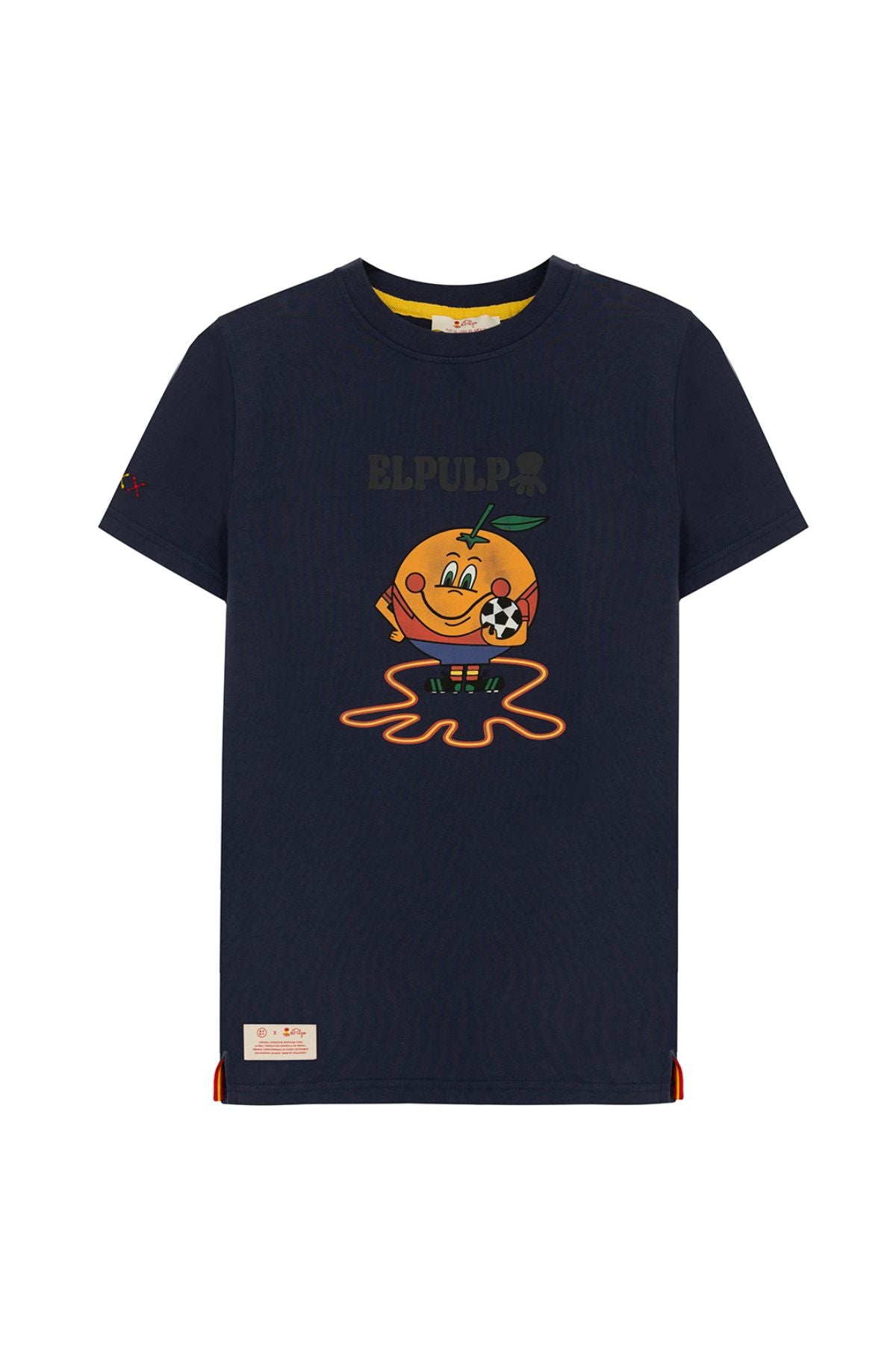 DELAVÉ CHILDREN'S T-SHIRT WITH OCTOPUS AND NAVY BLUE ORANGE PRINT