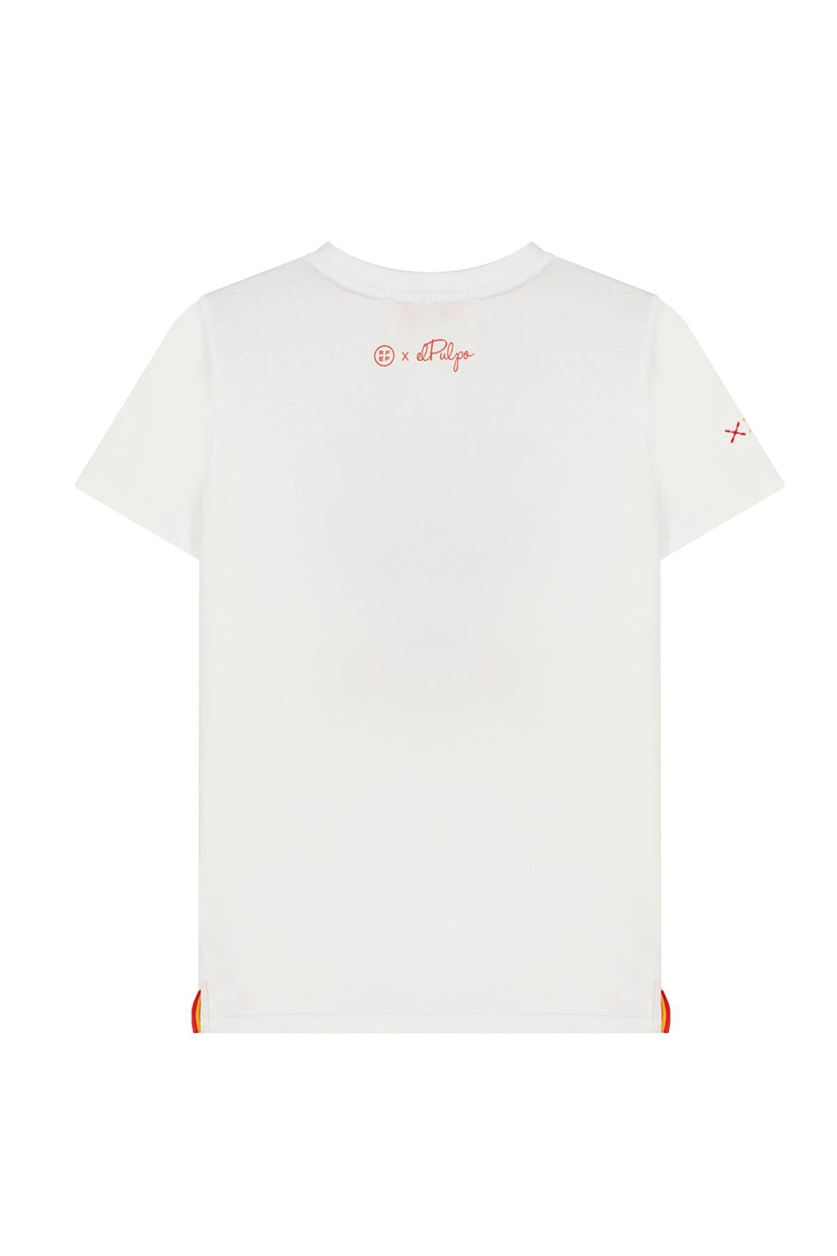 CAMISETA NIÑO ESTAMPADO SILUETA NARANJITO BLANCO PURO