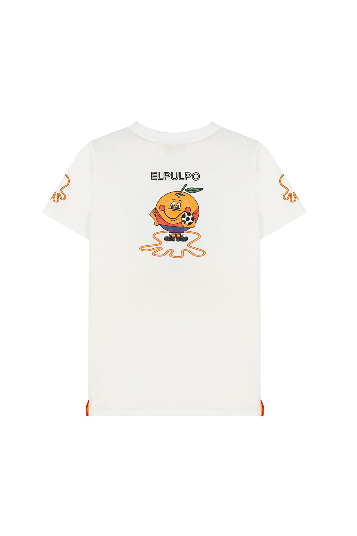 CAMISETA NIÑO ESTAMPADO TRIPLE EMBLEMA NARANJITO BLANCO PURO
