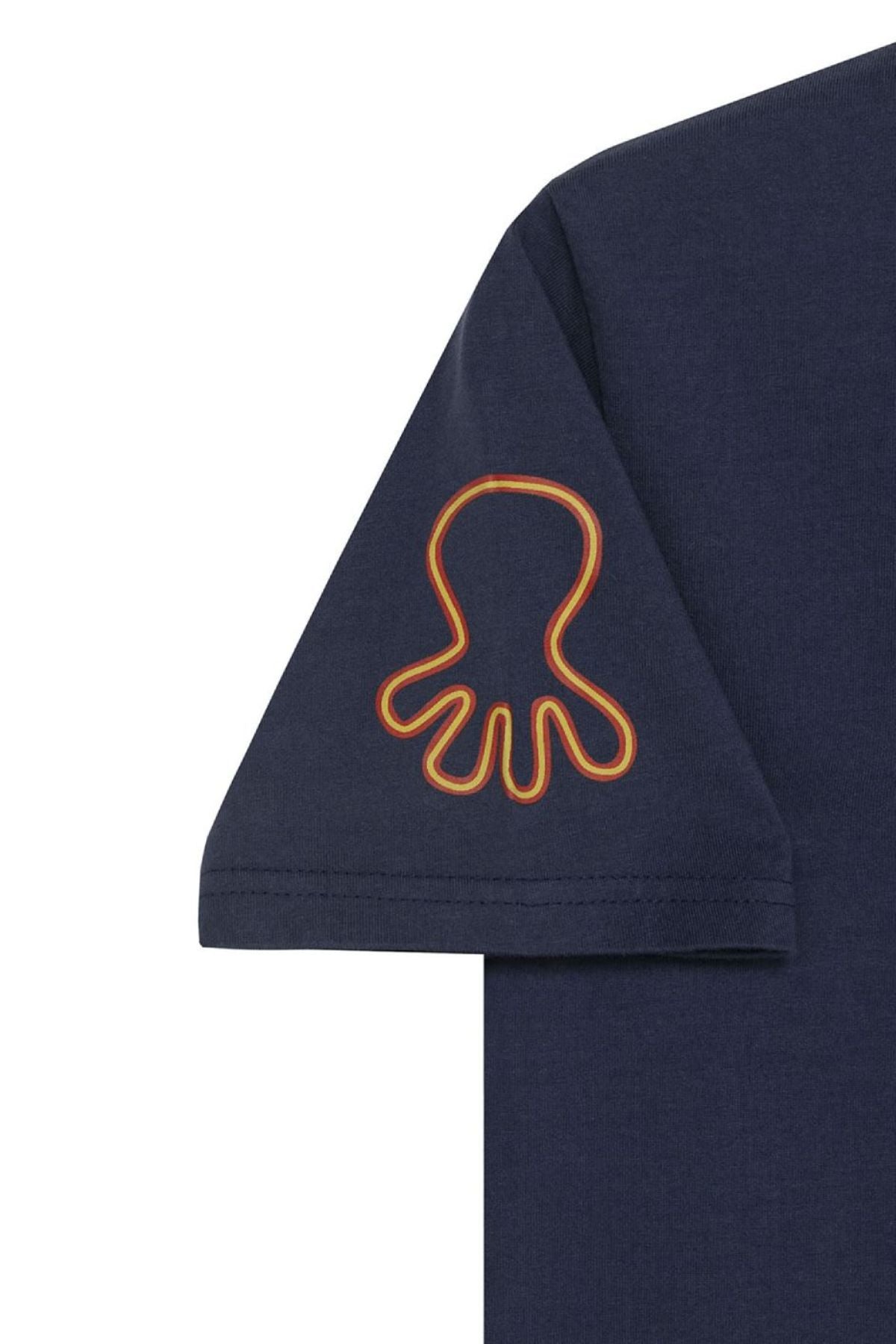 DELAVÉ NAVY BLUE ORANGE TRIPLE EMBLEM PRINT BOYS T-SHIRT