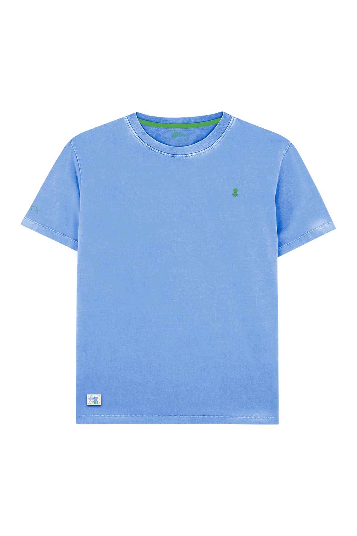 Camiseta niño bordado logo contraste azul lavanda