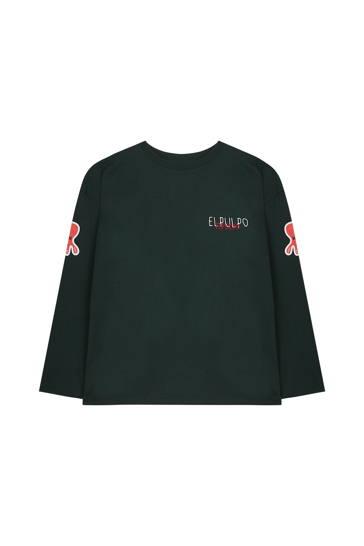 CAMISETA NIÑO MANGA LARGA TRIPLE LOGO VERDE BOTELLA