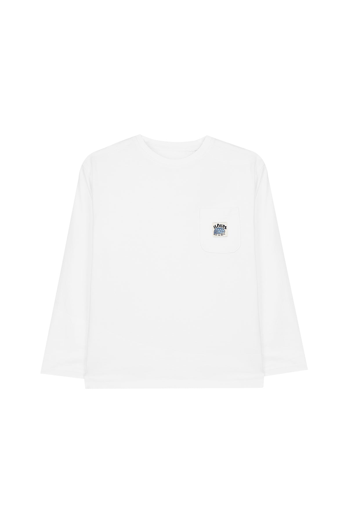 CAMISETA NIÑO MANGA LARGA BOLSILLO BLANCO PURO