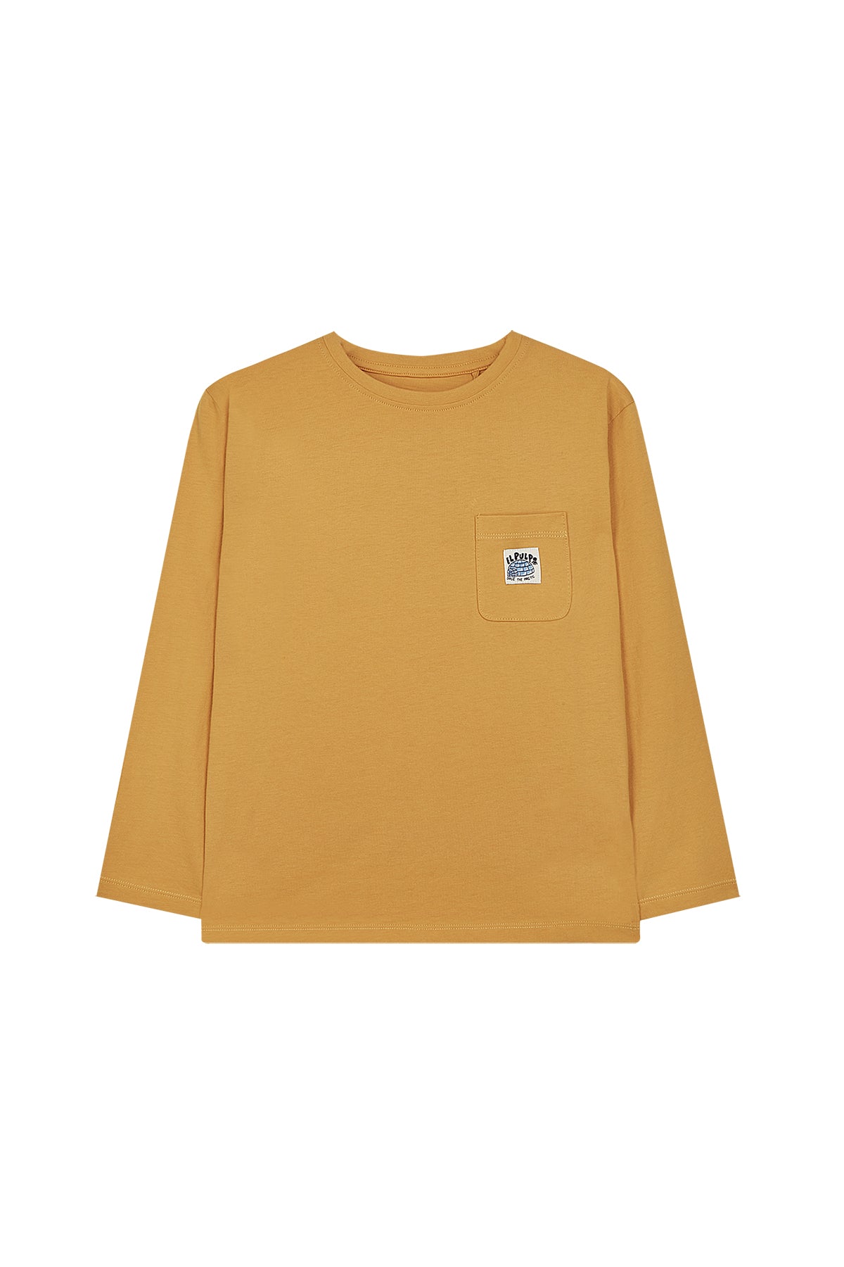 CAMISETA NIÑO MANGA LARGA BOLSILLO MOSTAZA