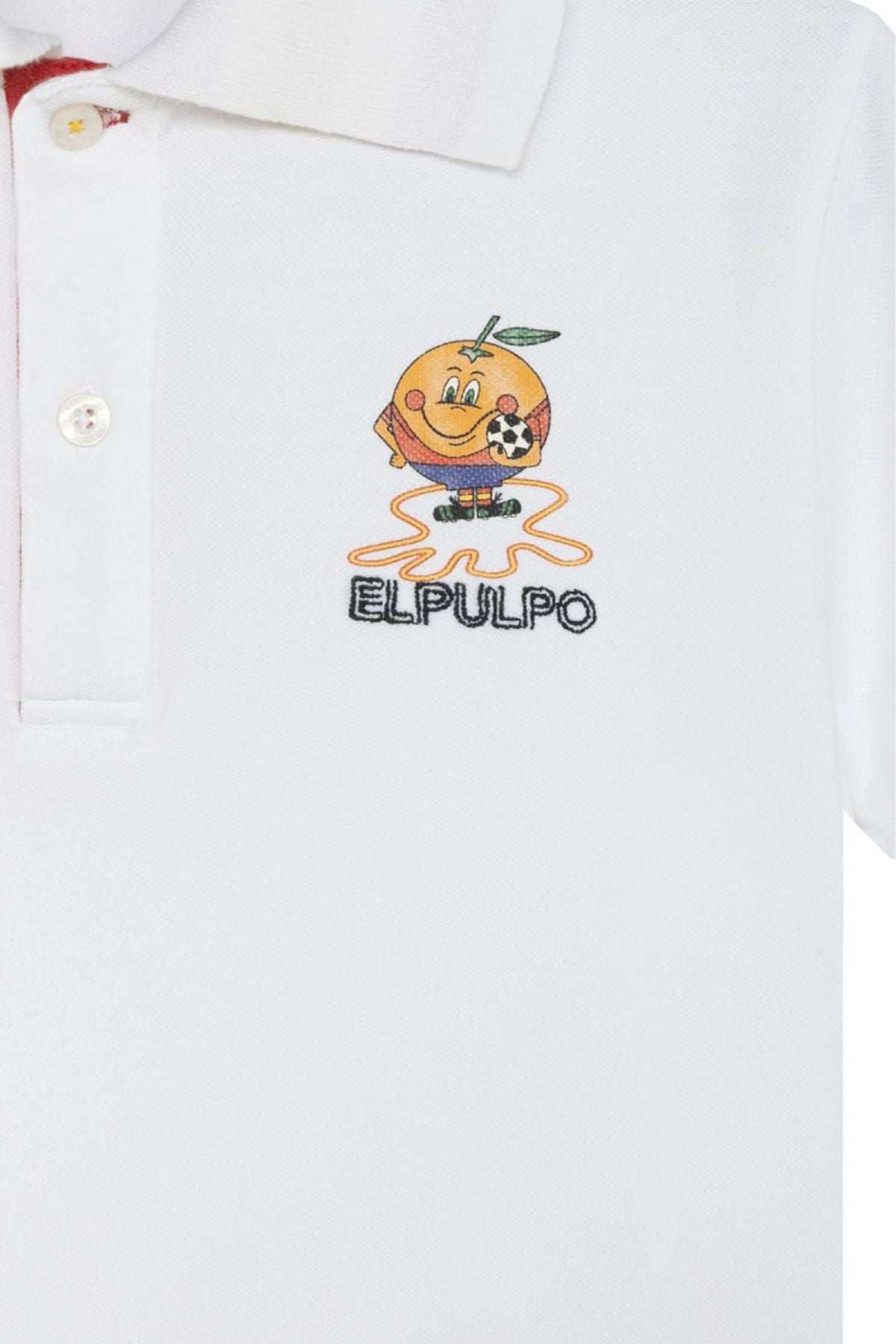POLO NIÑO ESTAMPADO ELPULPO Y NARANJITO CONTRASTES BLANCO PURO