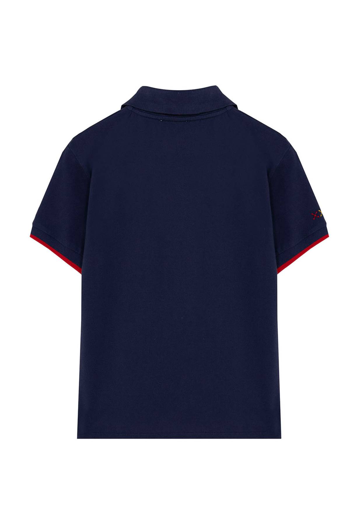 POLO NIÑO ESTAMPADO ELPULPO Y NARANJITO CONTRASTES AZUL MARINO