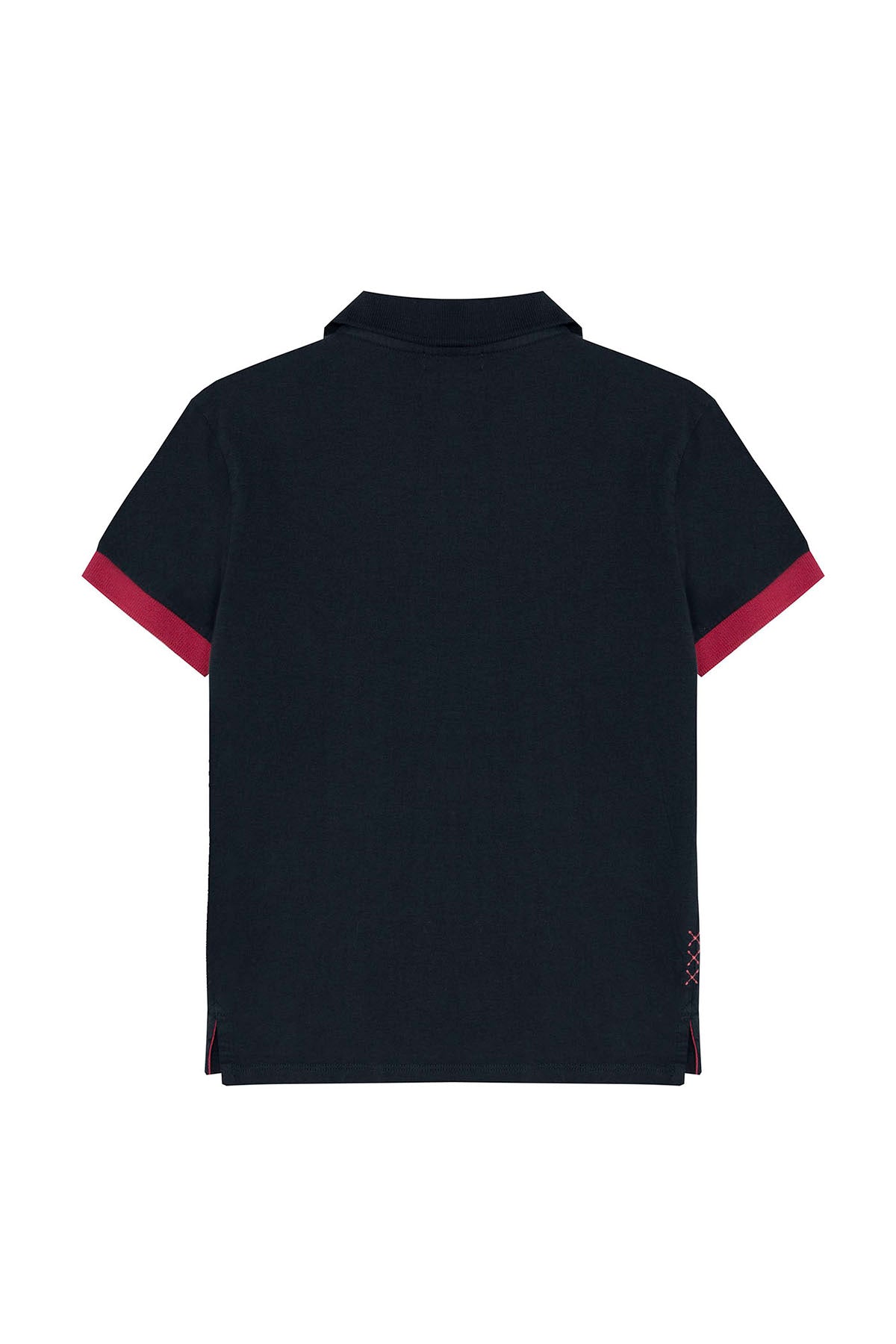 DELAVÉ BOYS' WASHED POLO SHIRT WITH NAVY BLUE CONTRAST PATCH