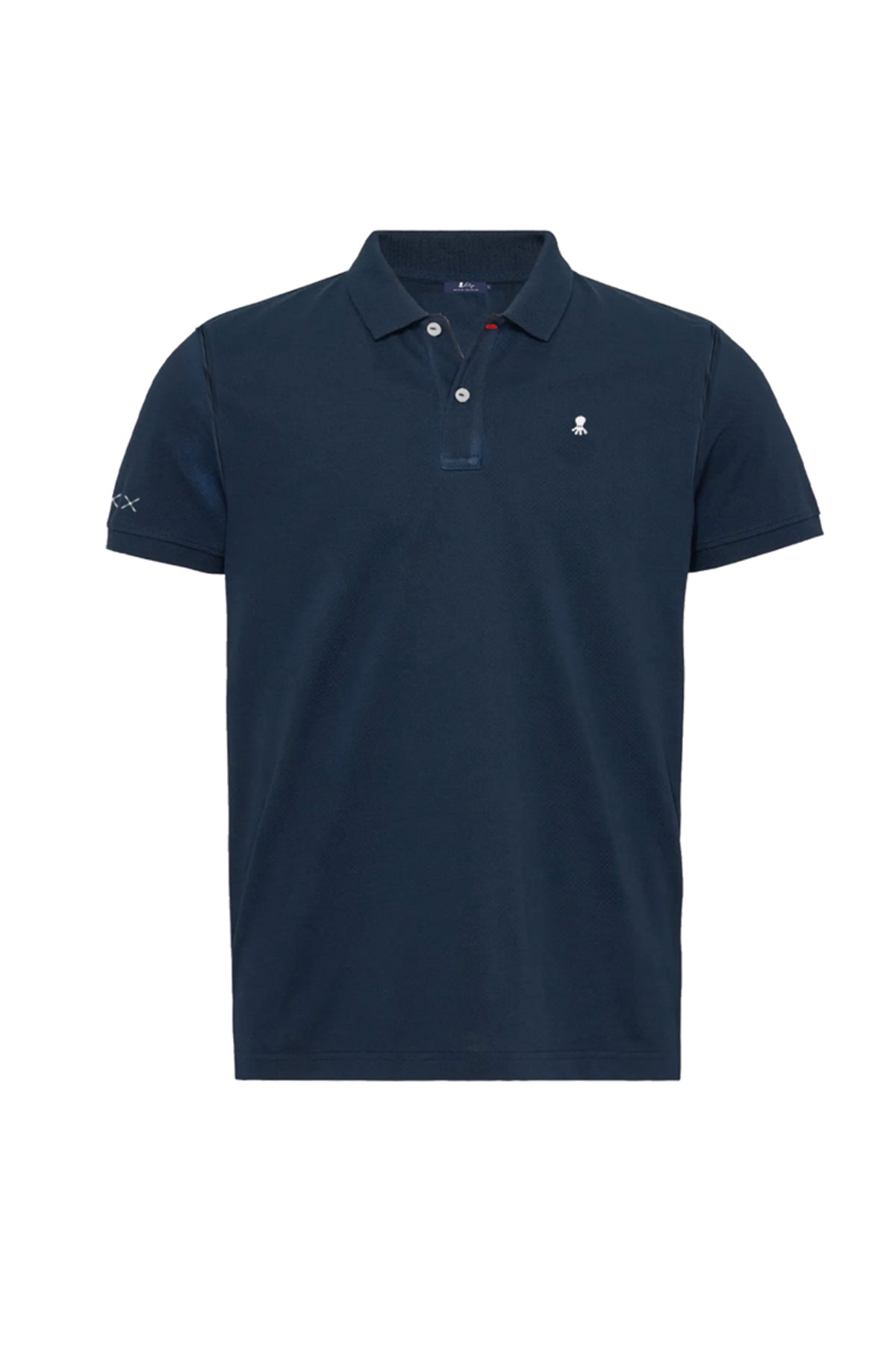 Polo niño lavado bordado a contraste azul marino