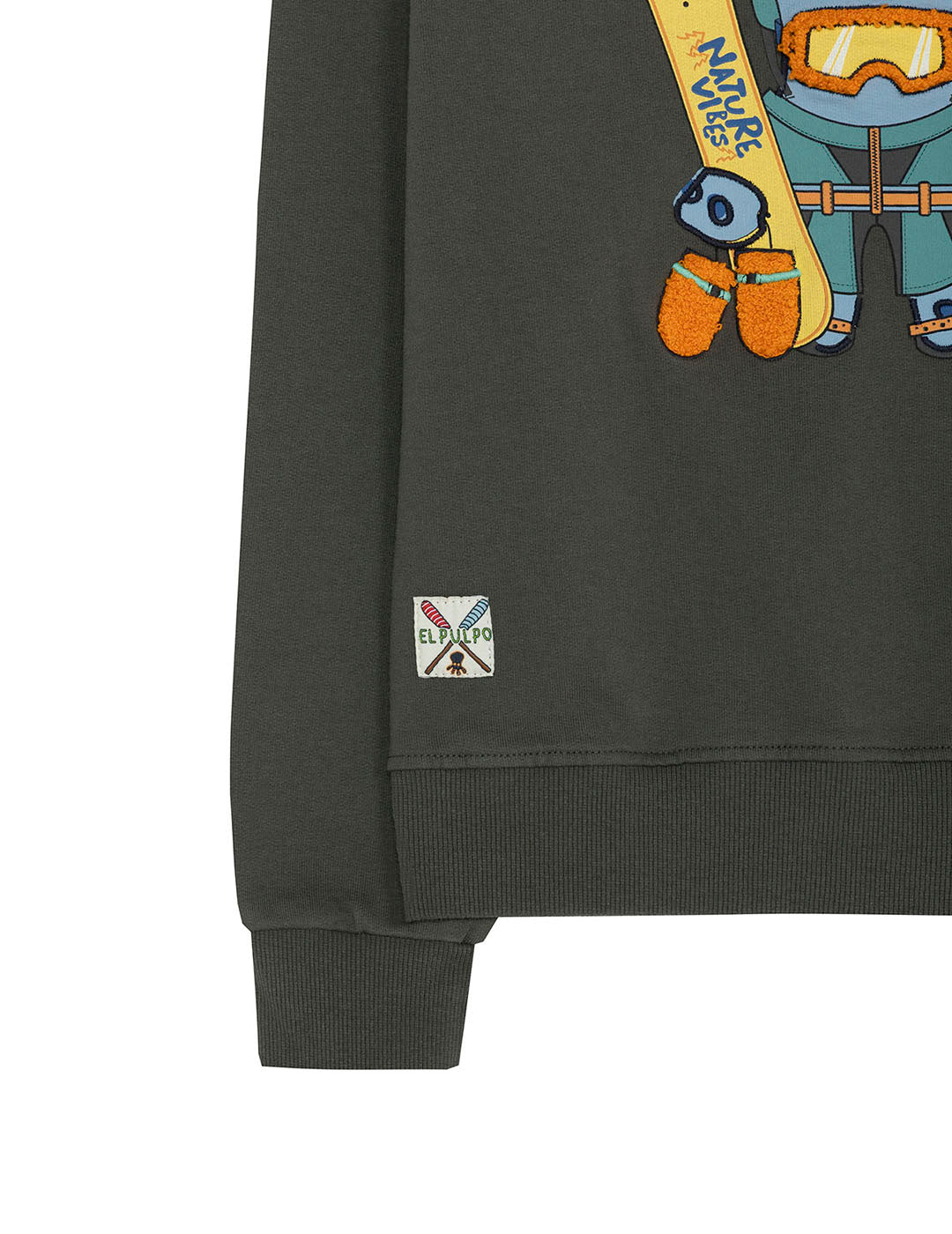 SUDADERA NIÑO ESTAMPADO ELPULPO SNOWBOARD CARBÓN