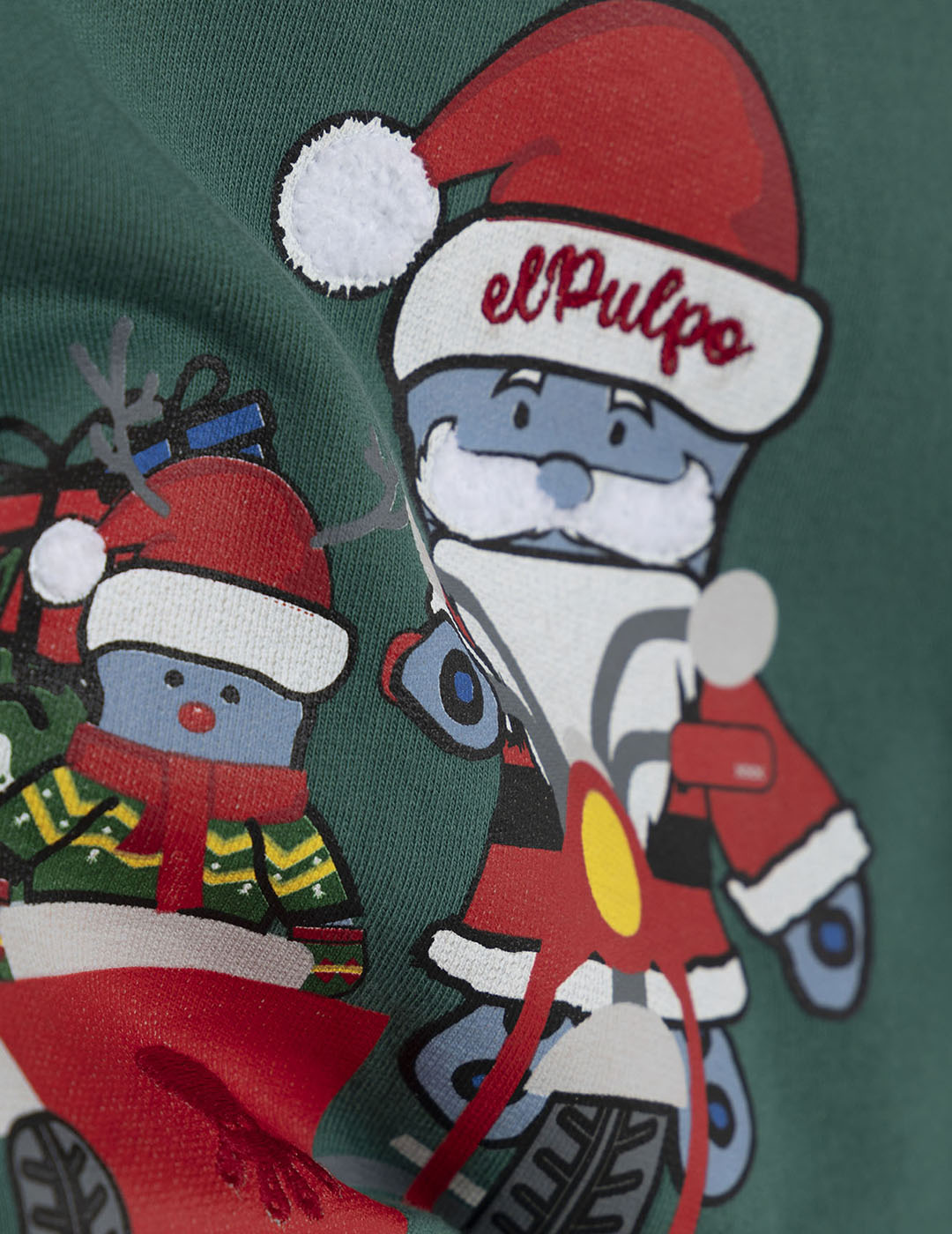 SUDADERA NIÑO ELPULPO EN SIDECAR NAVIDAD VERDE INGLÉS