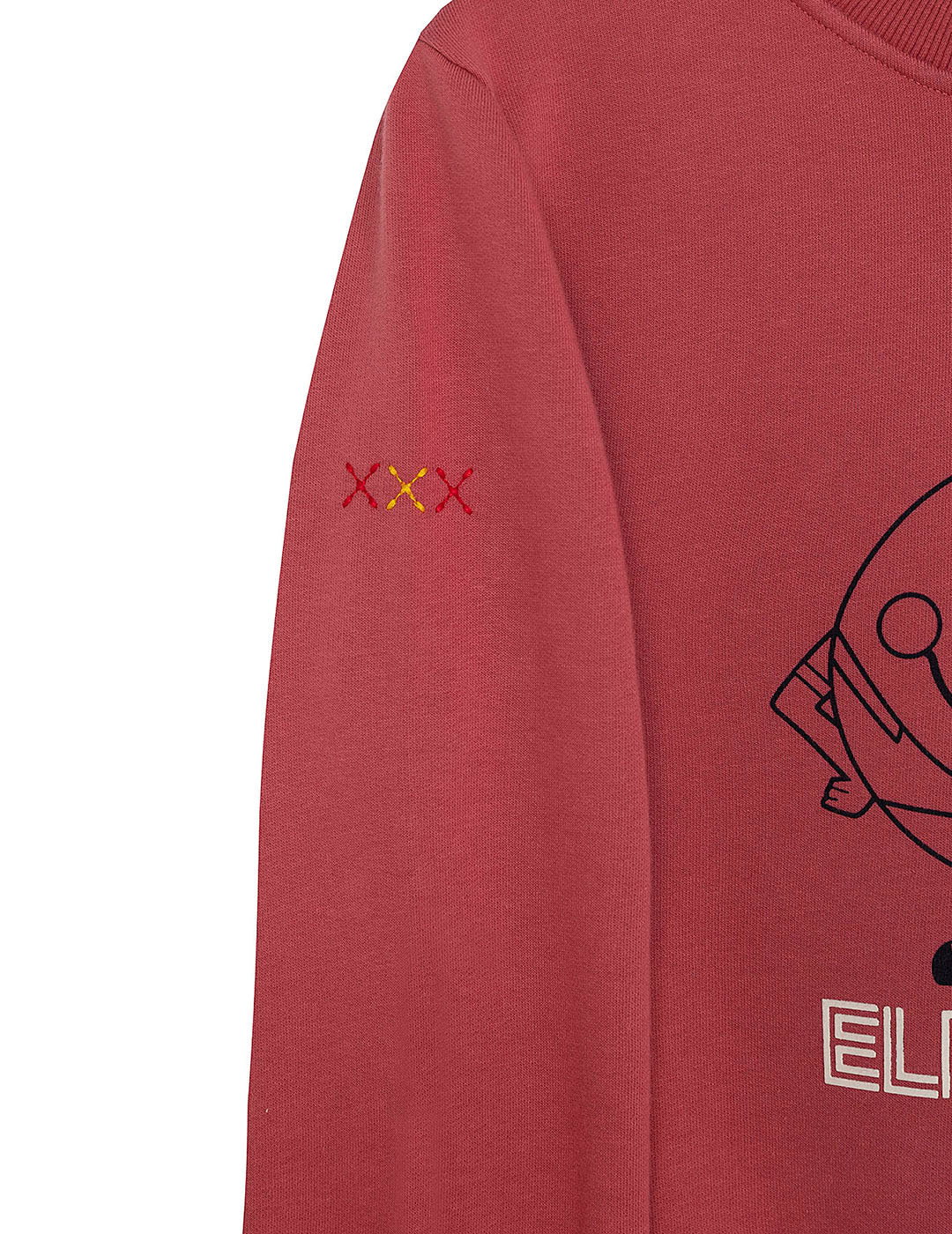 SUDADERA NIÑO ESTAMPADO SILUETA CONTRASTE NARANJITO ROJO DELAVÉ