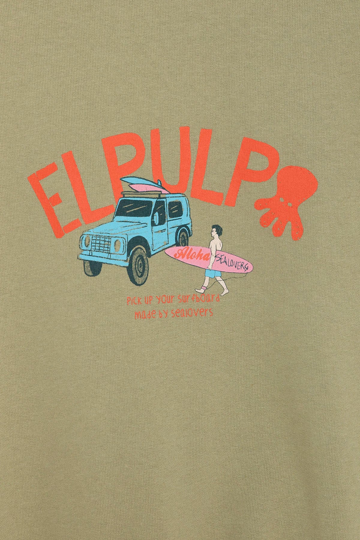 SUDADERA NIÑO ESTAMPADO SURFER CAR VERDE SALVIA