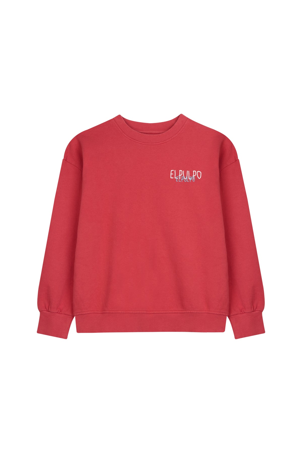 SUDADERA NIÑO OVERSIZE LOGO TEJIDO ROJO DELAVÉ