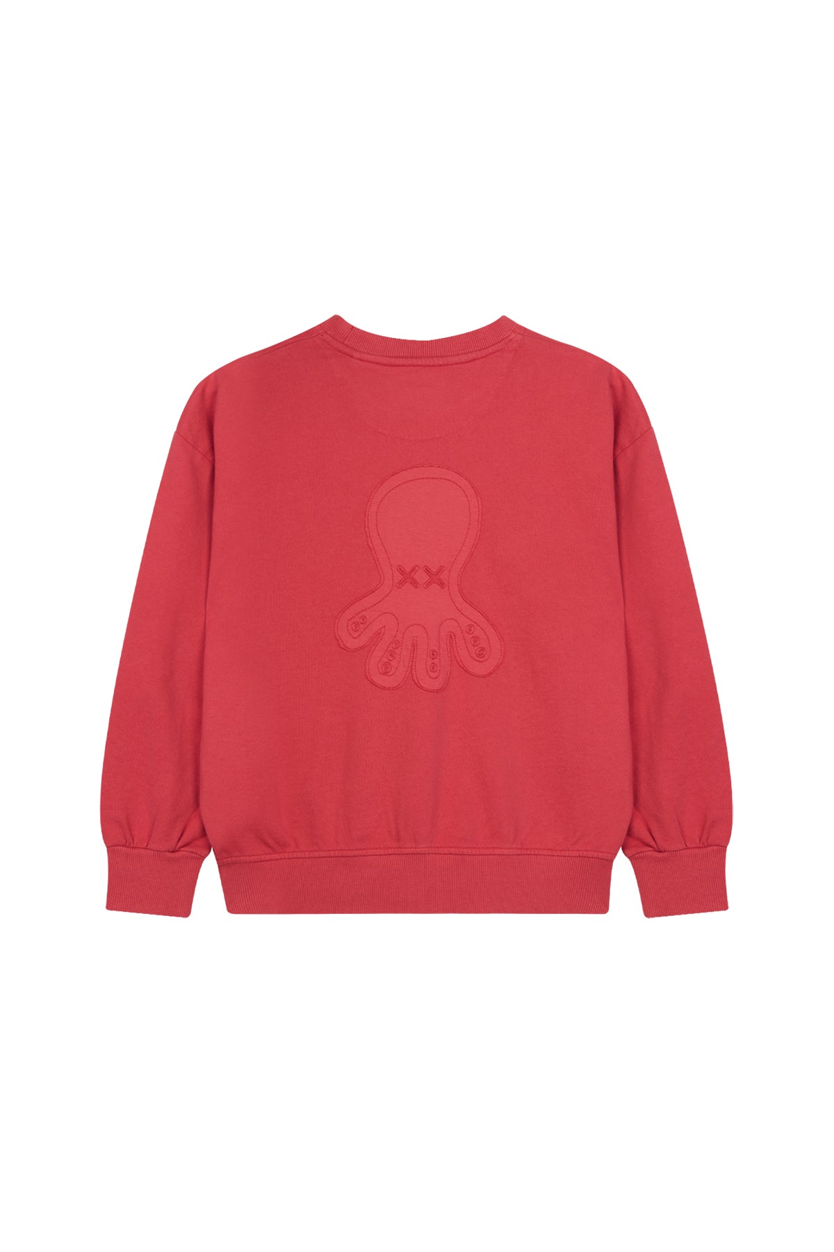 SUDADERA NIÑO OVERSIZE LOGO TEJIDO ROJO DELAVÉ
