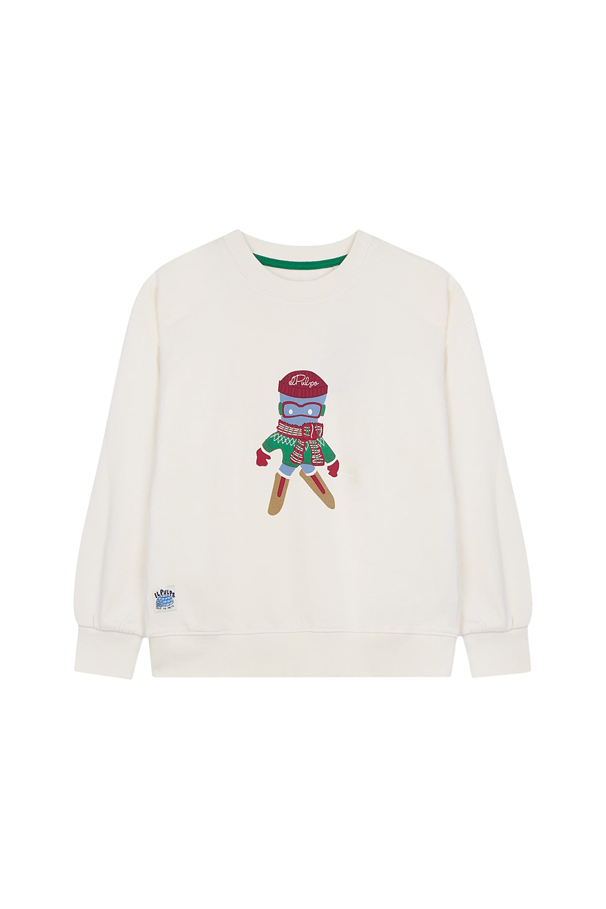 SUDADERA NIÑO OVERSIZE ELPULPO SKI BLANCO ROTO