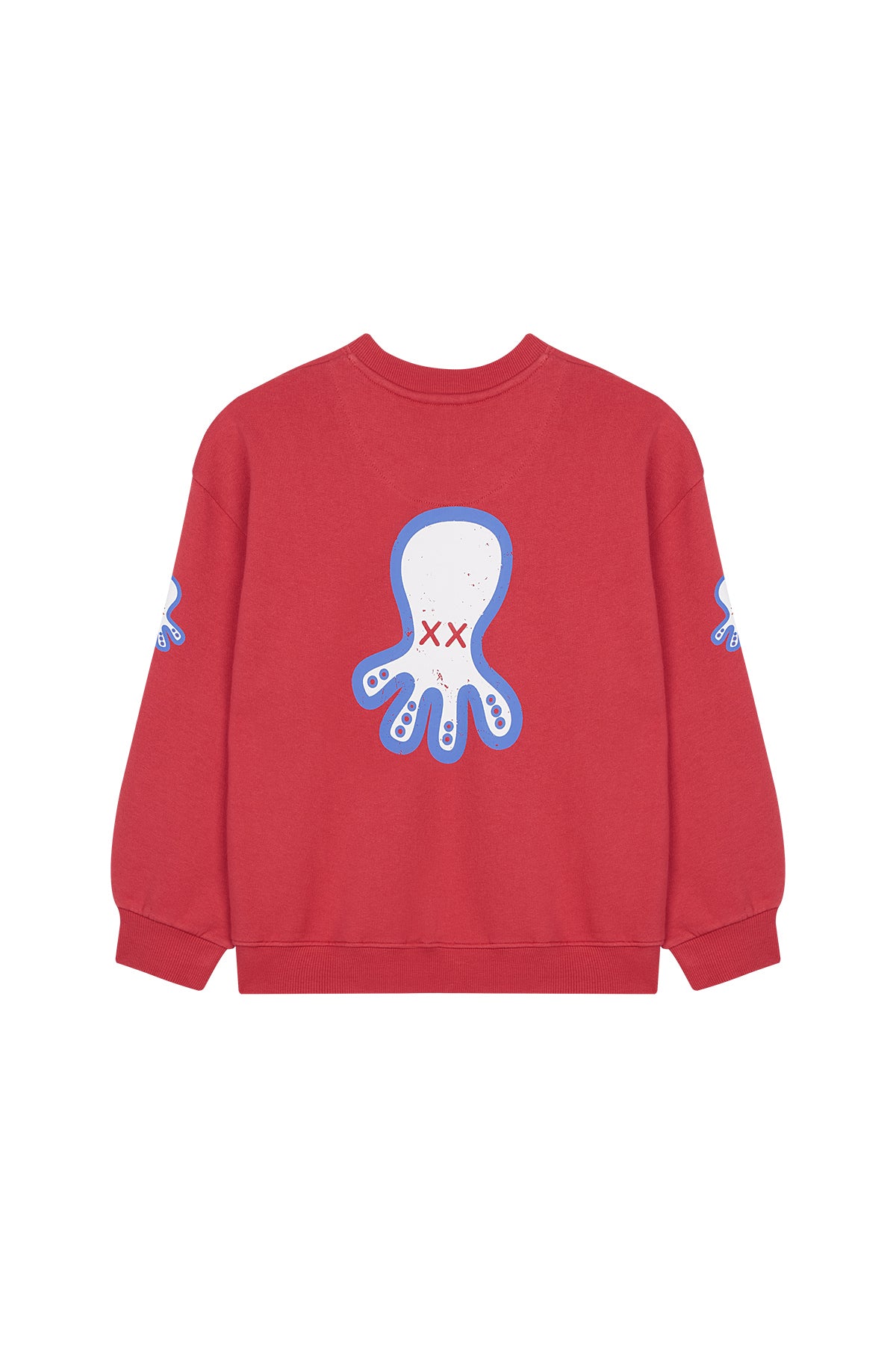 SUDADERA NIÑO OVERSIZE TRIPLE LOGO DESGASTADO ROJO DELAVÉ