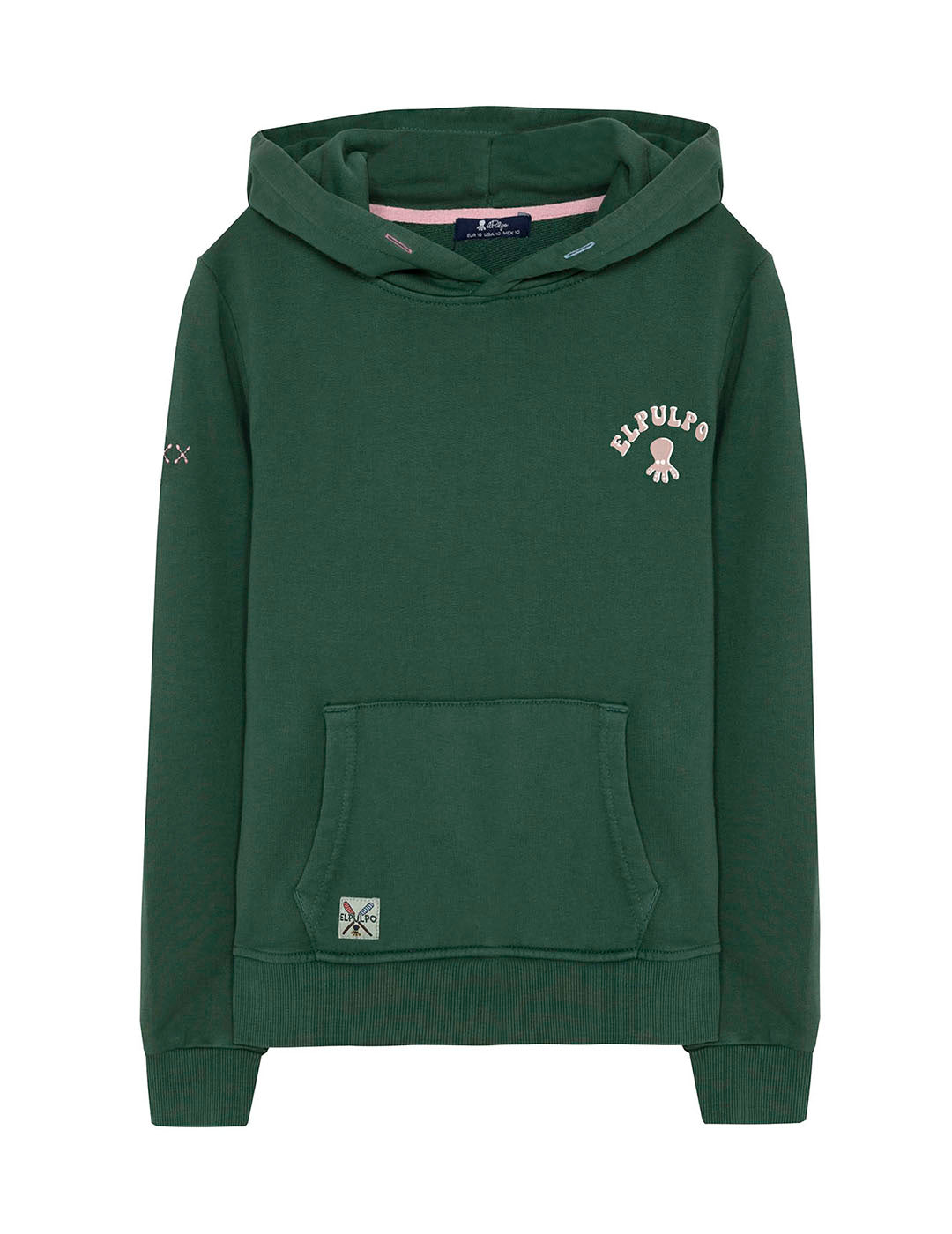 KIDS SWEATSHIRT WITH HOOD CARAVAN MOUNTAINS ENGLISH GREEN