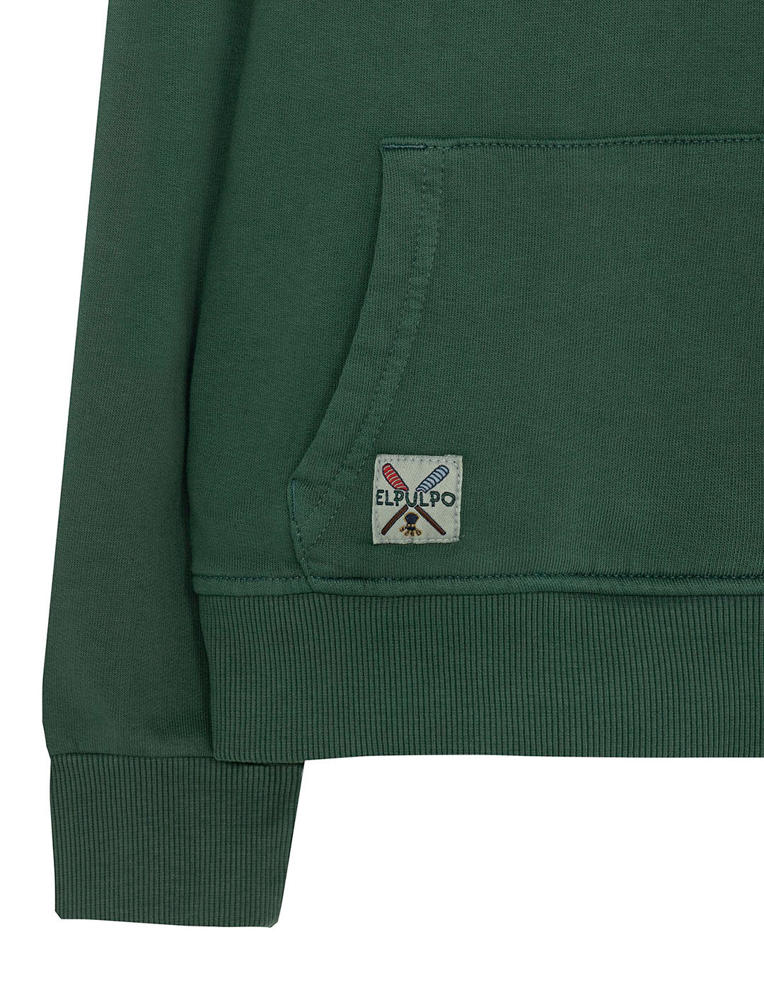 KIDS SWEATSHIRT WITH HOOD CARAVAN MOUNTAINS ENGLISH GREEN