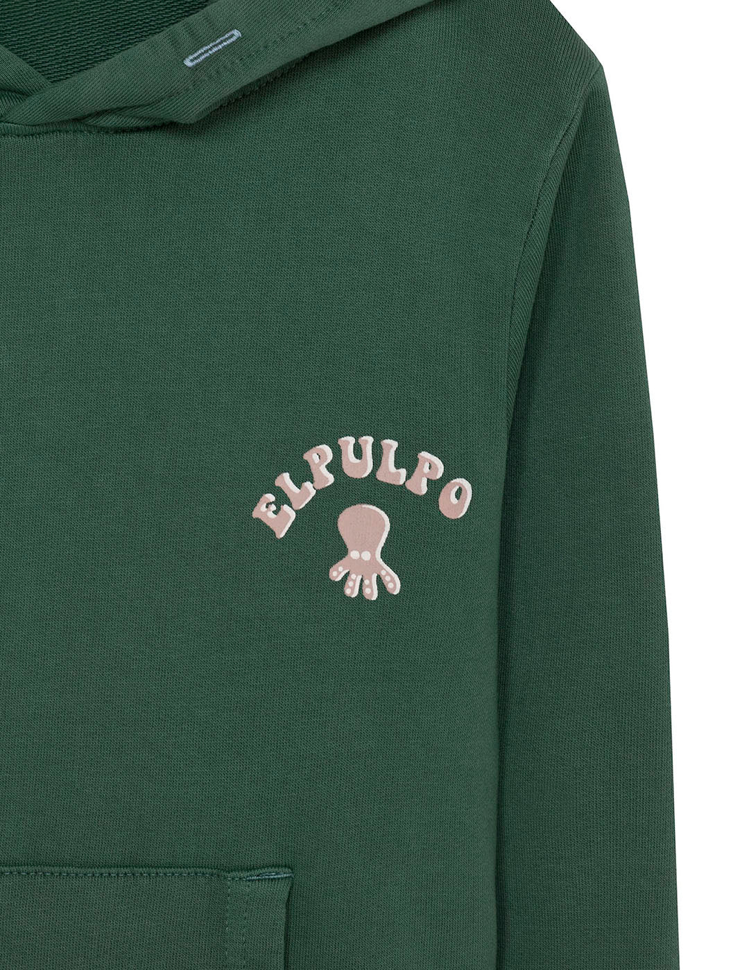 KIDS SWEATSHIRT WITH HOOD CARAVAN MOUNTAINS ENGLISH GREEN