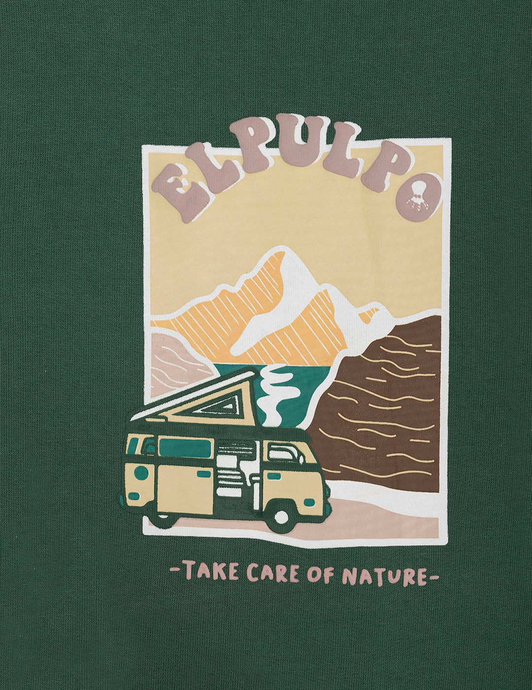 KIDS SWEATSHIRT WITH HOOD CARAVAN MOUNTAINS ENGLISH GREEN