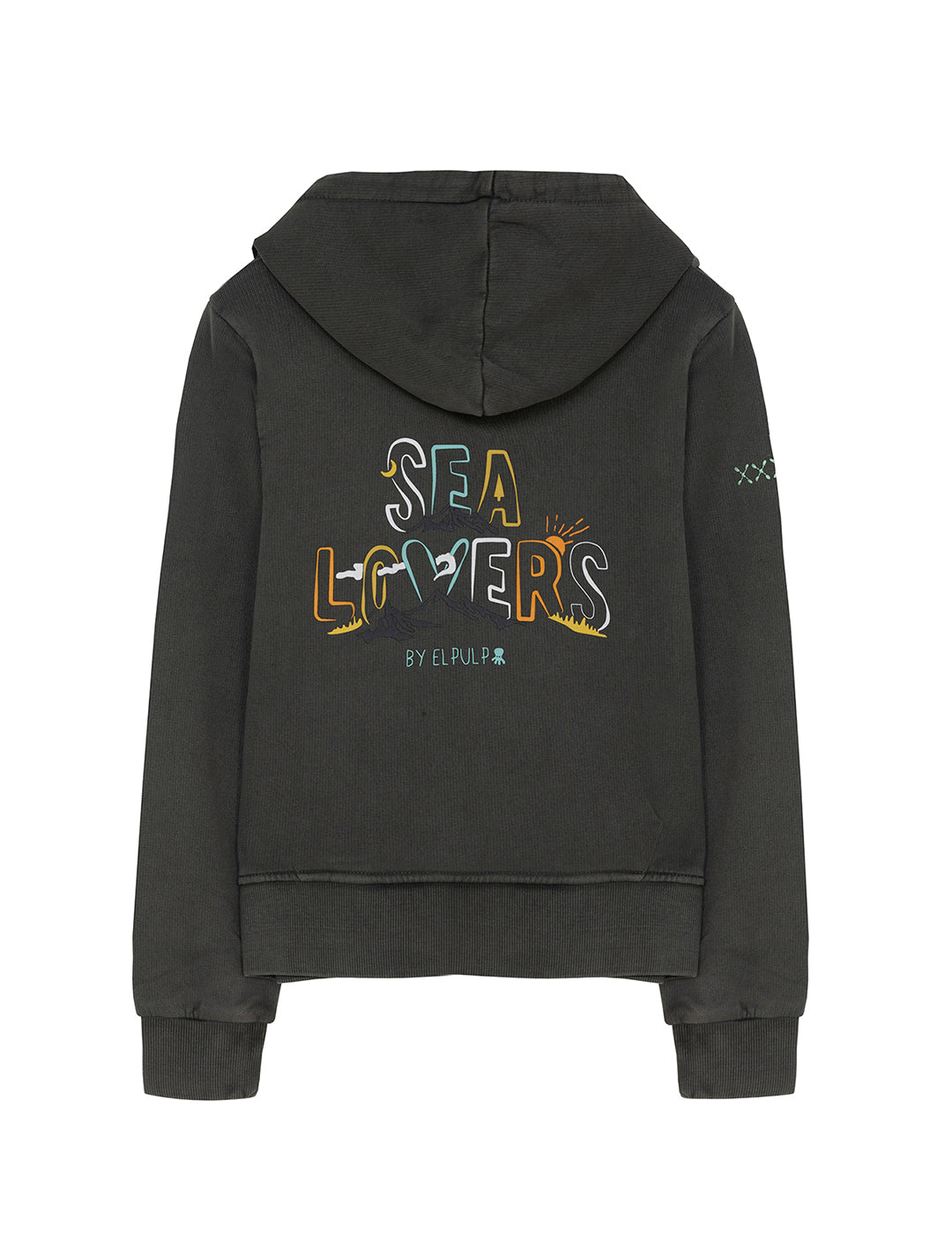 BOYS' HOODIE WITH CONTRASTING LETTERS SEALOVERS CHARCOAL